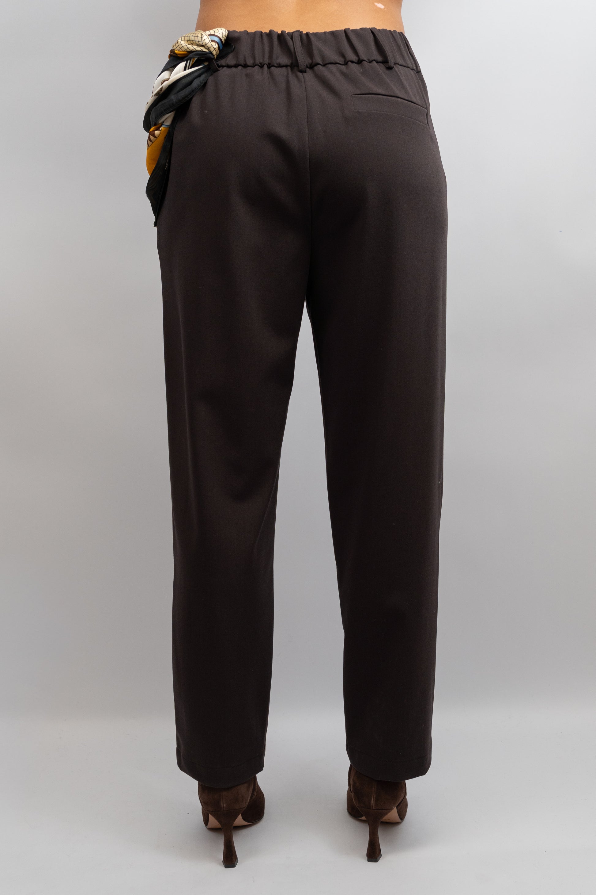 Pleated Cigarette Trousers with Scarf