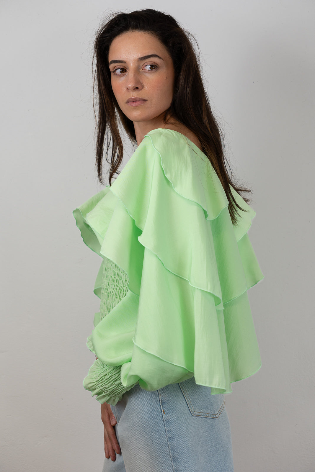 Ruffled-Sleeve Blouse