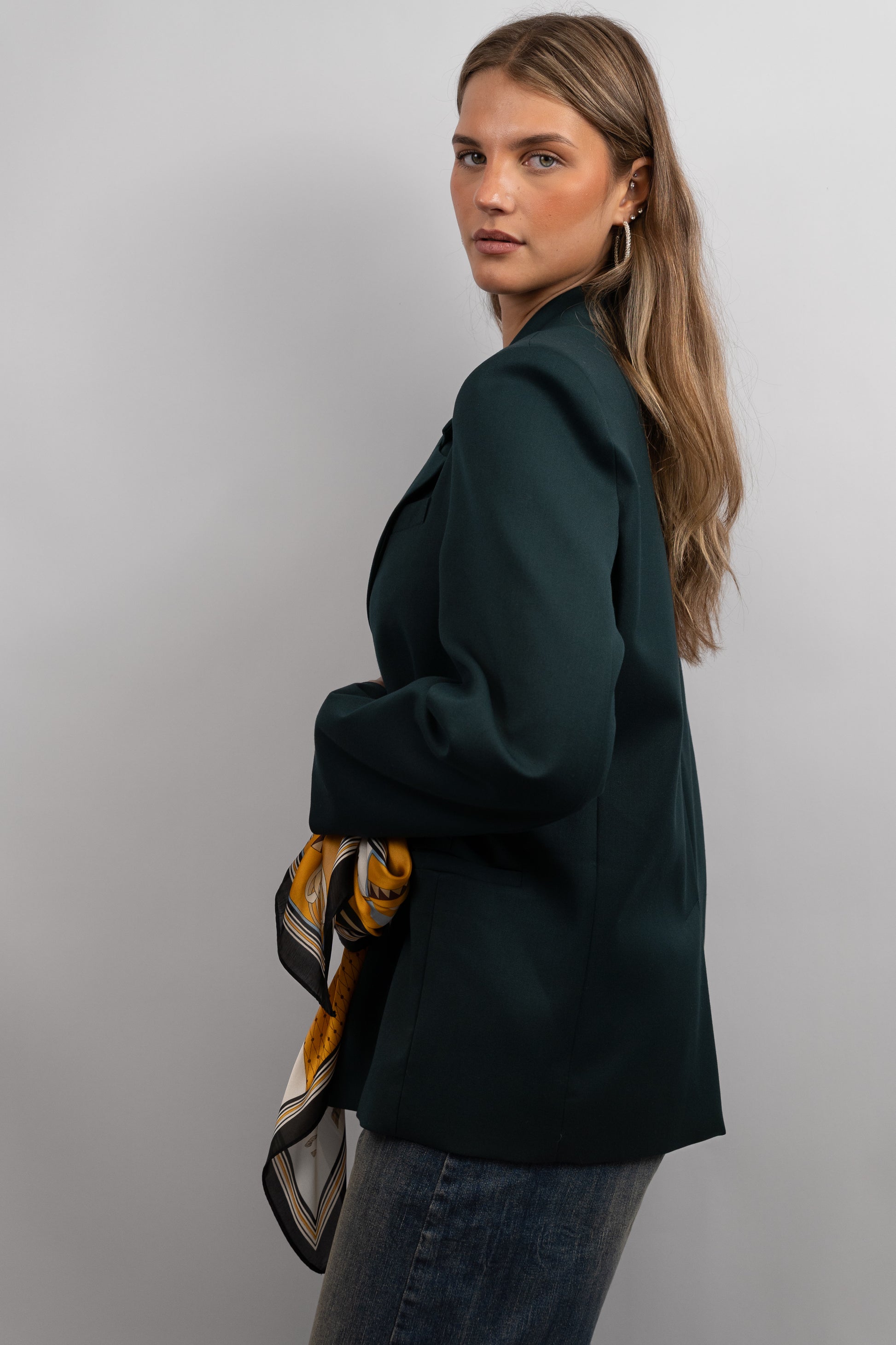 Blazer With Integrated Silk Scarf