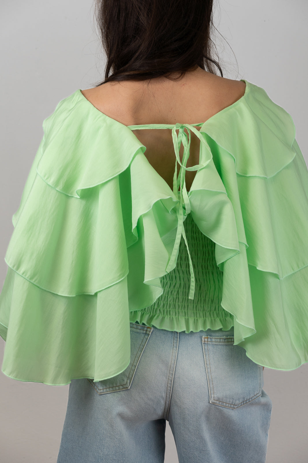 Ruffled-Sleeve Blouse