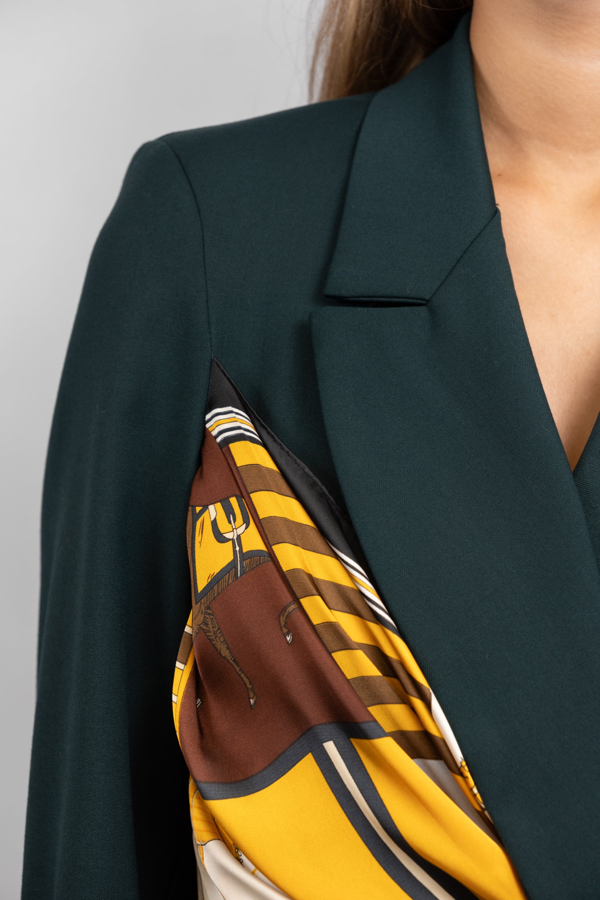 Blazer With Integrated Silk Scarf