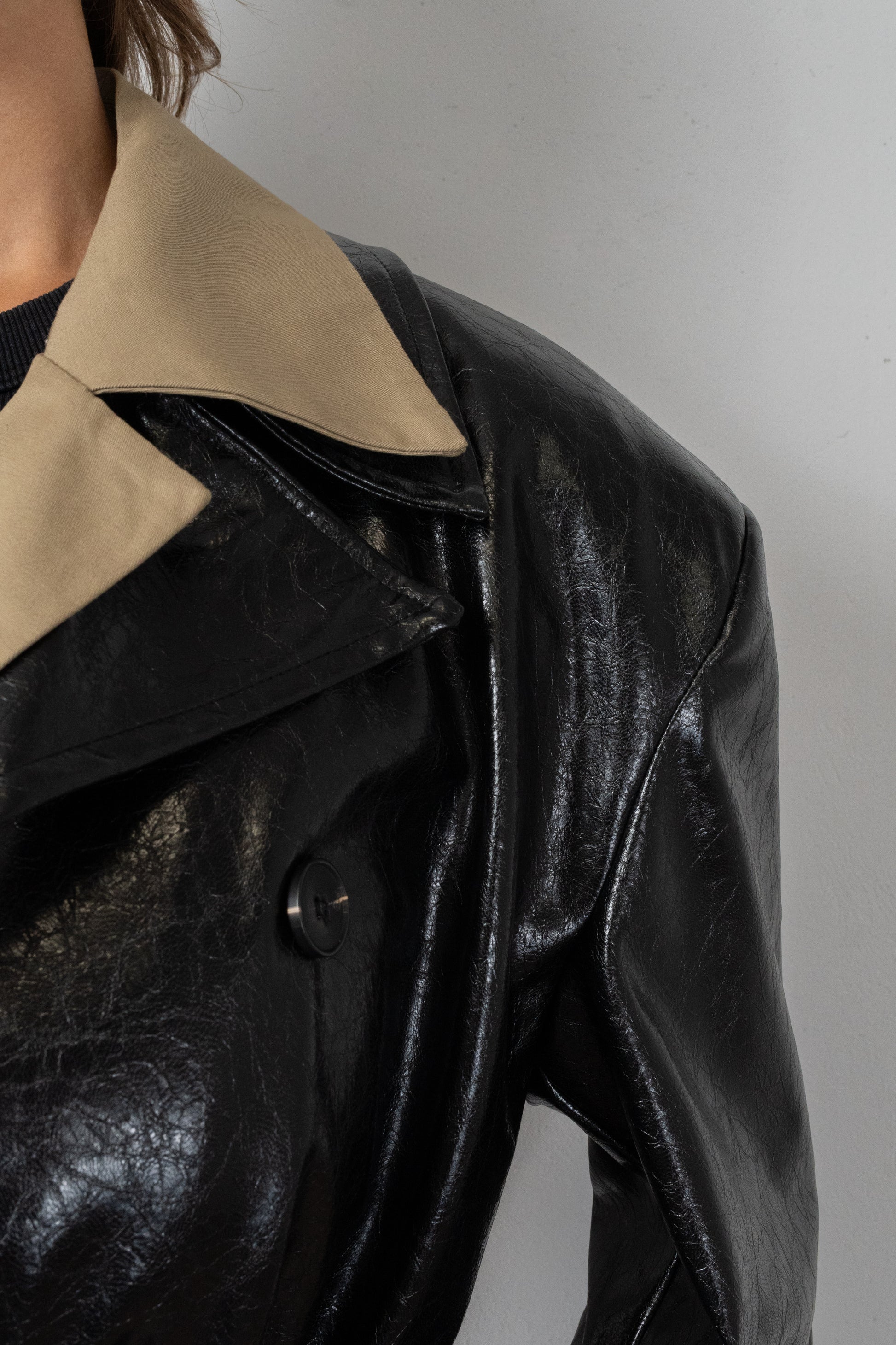 Black Patent Leather Trench Coat