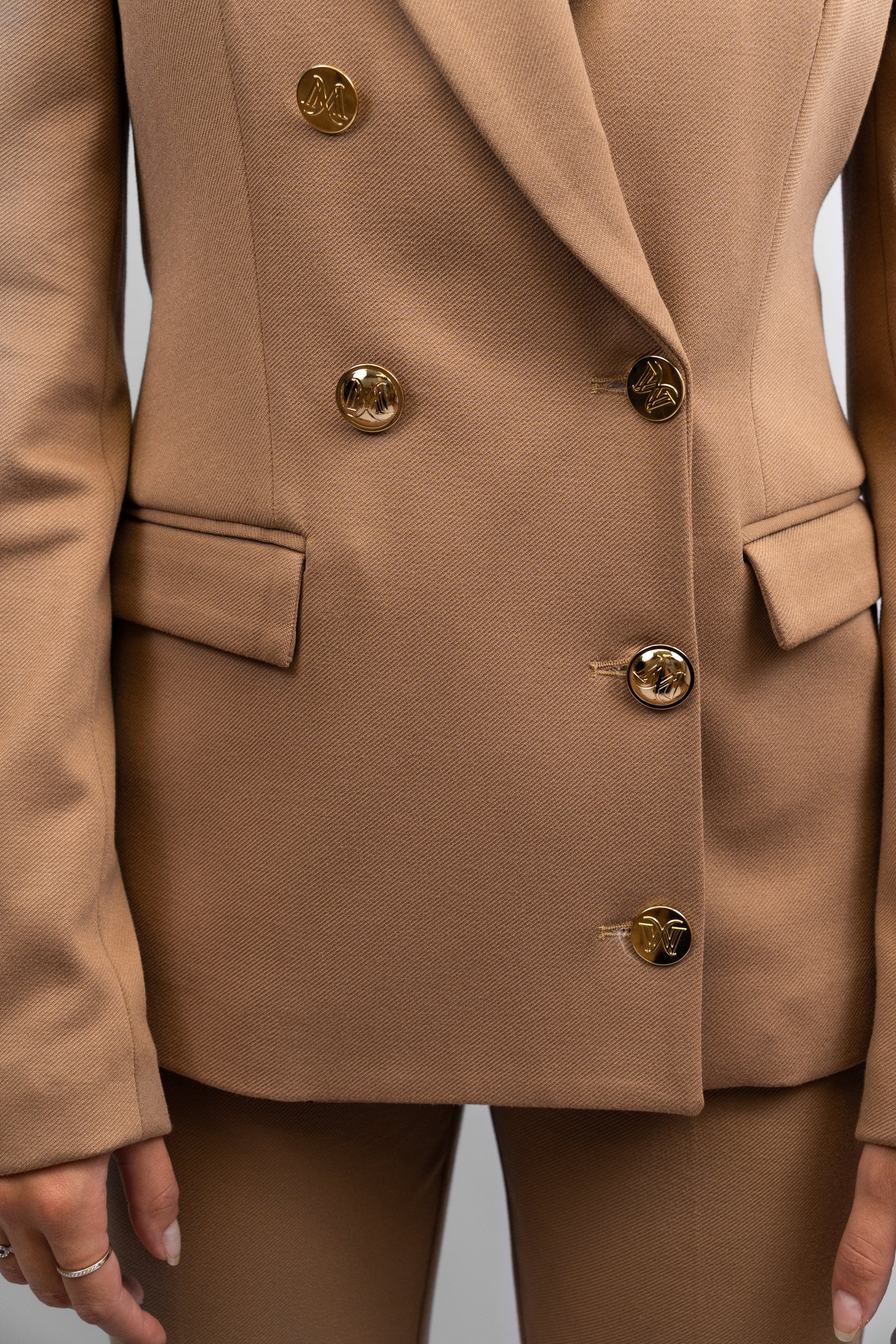 Beige Double-Breasted Blazer