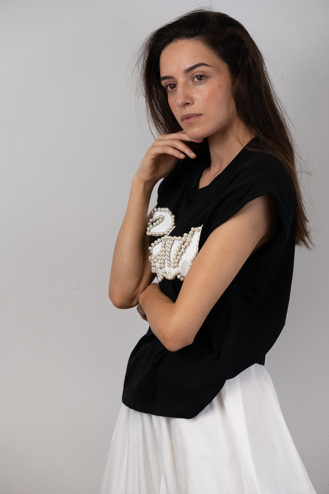Black Embellished T-Shirt