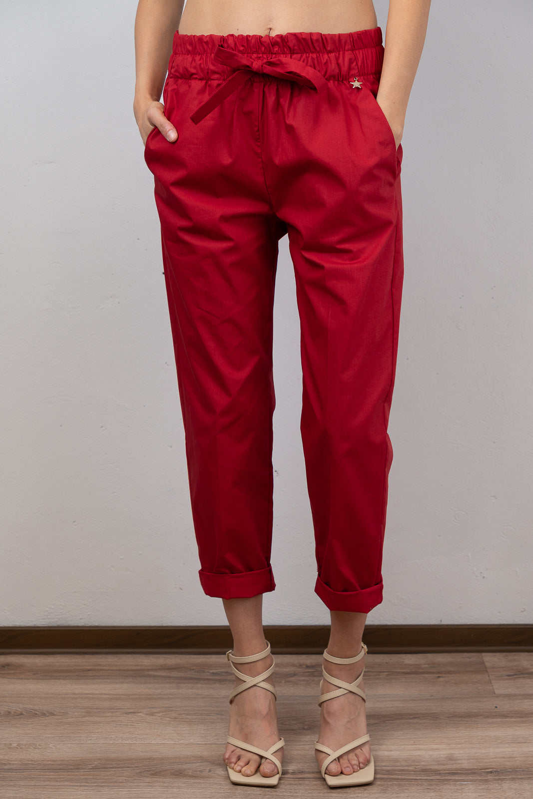 Red Paperbag Waist Trousers