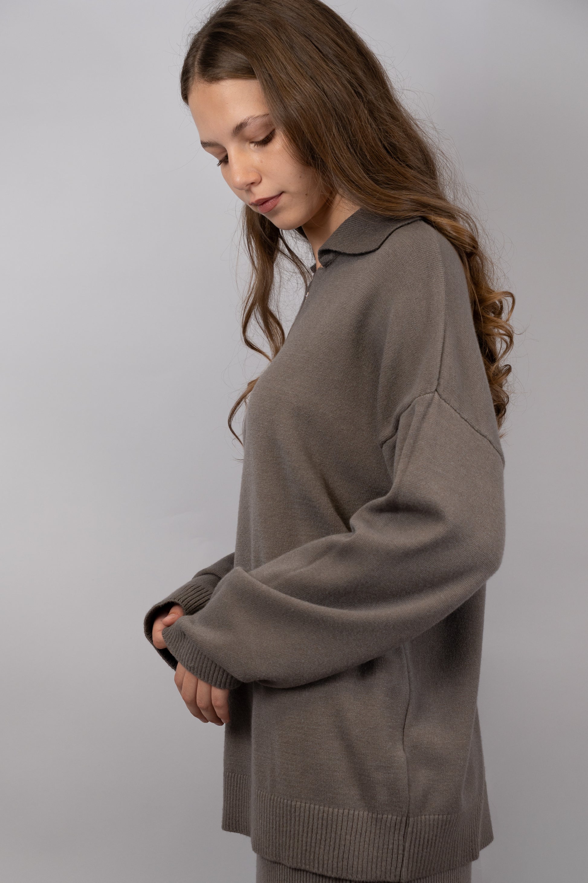 Knit Polo Top & Maxi Skirt Set