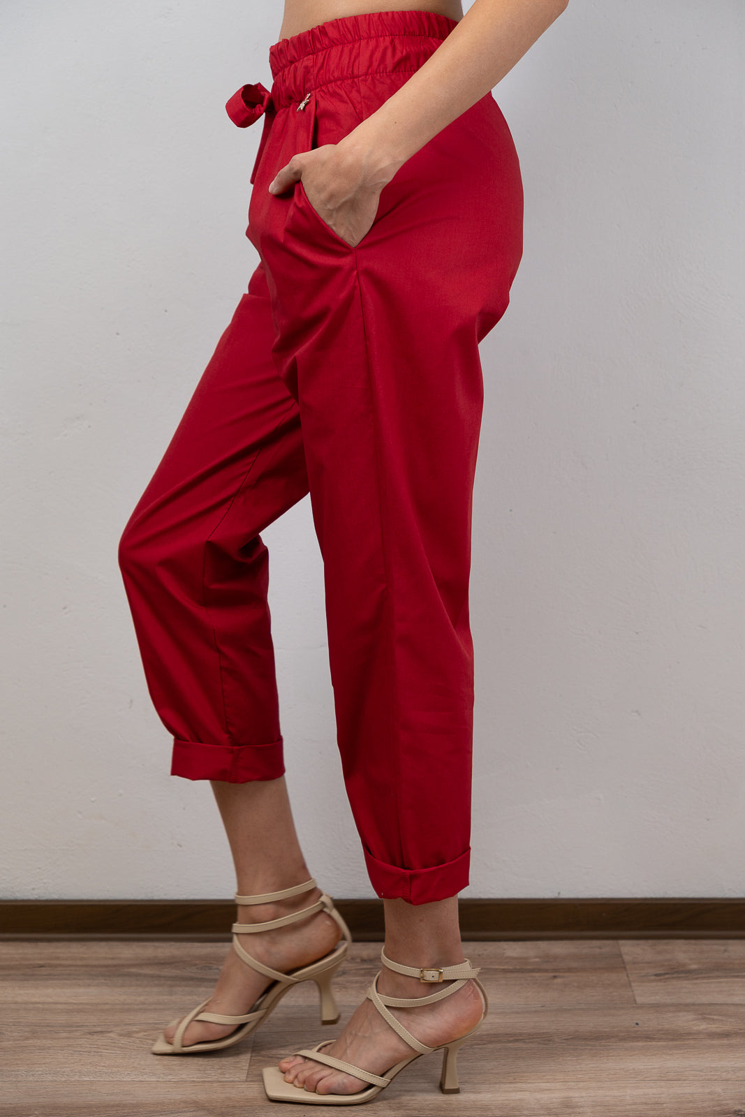 Red Paperbag Waist Trousers