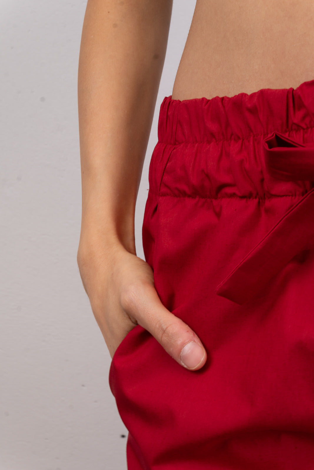 Red Paperbag Waist Trousers