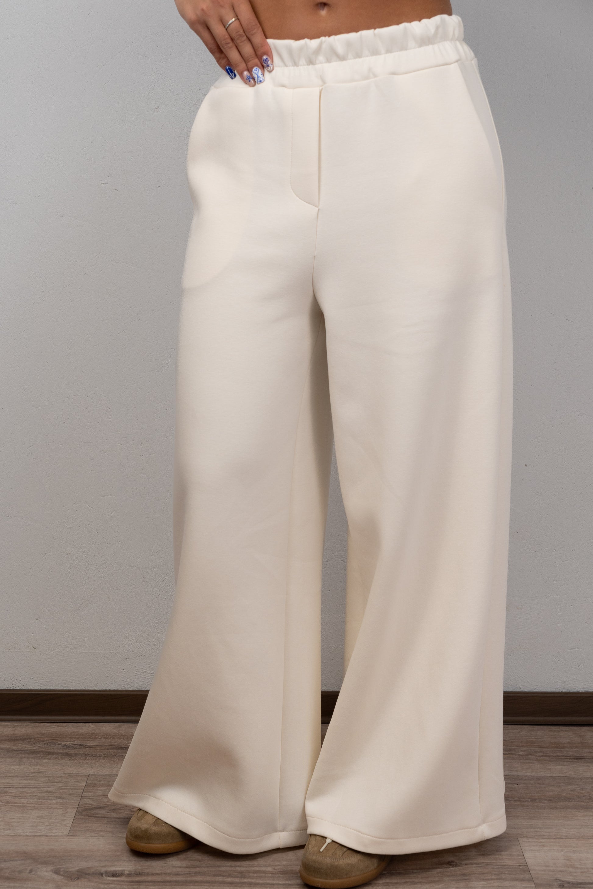 Cream Wide-Leg Trousers