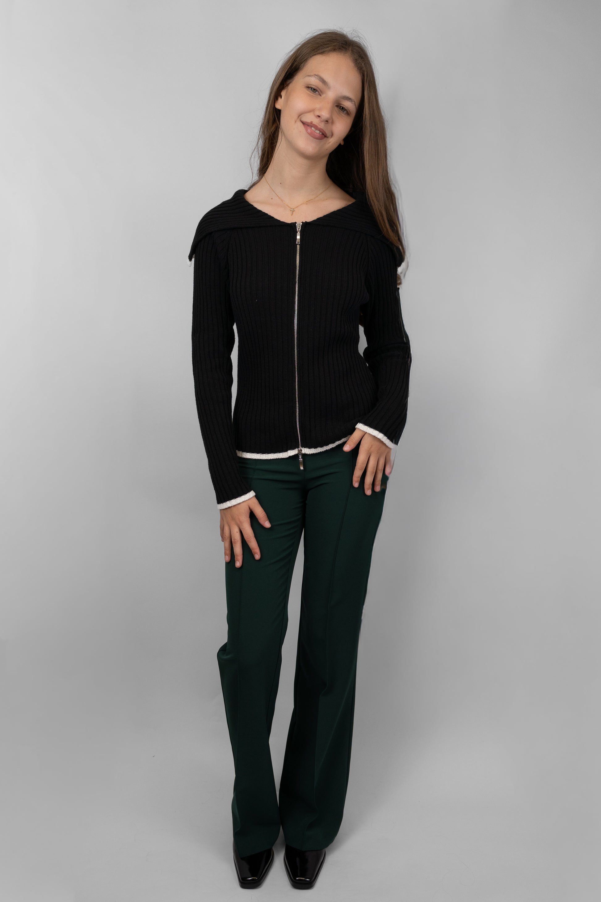 Forest Green High-Waist Trousers