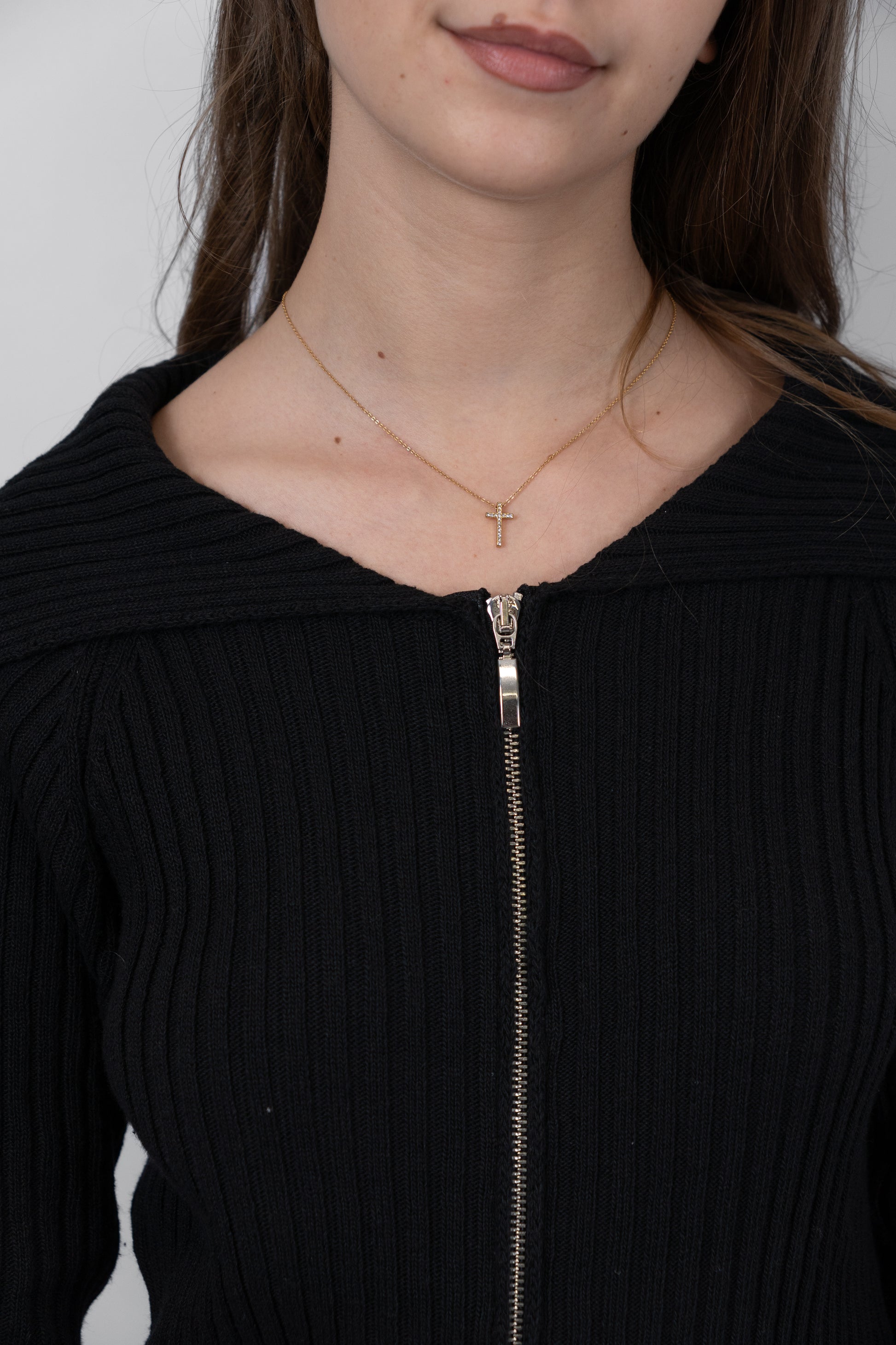 Zip-Up Ribbed Knit Cardigan