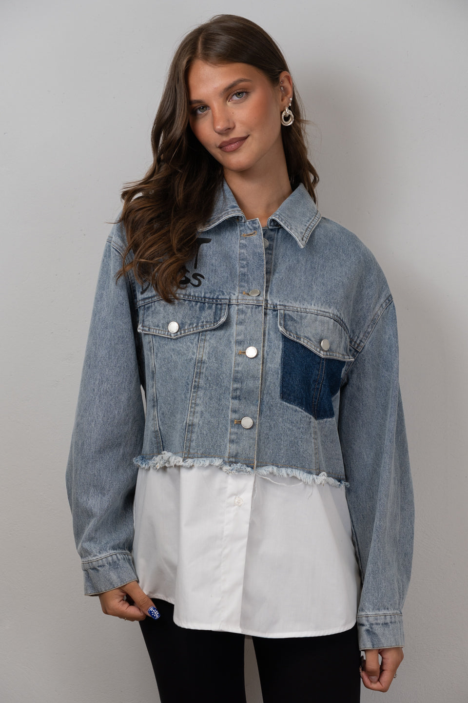 Denim & Shirt Panel Shirt