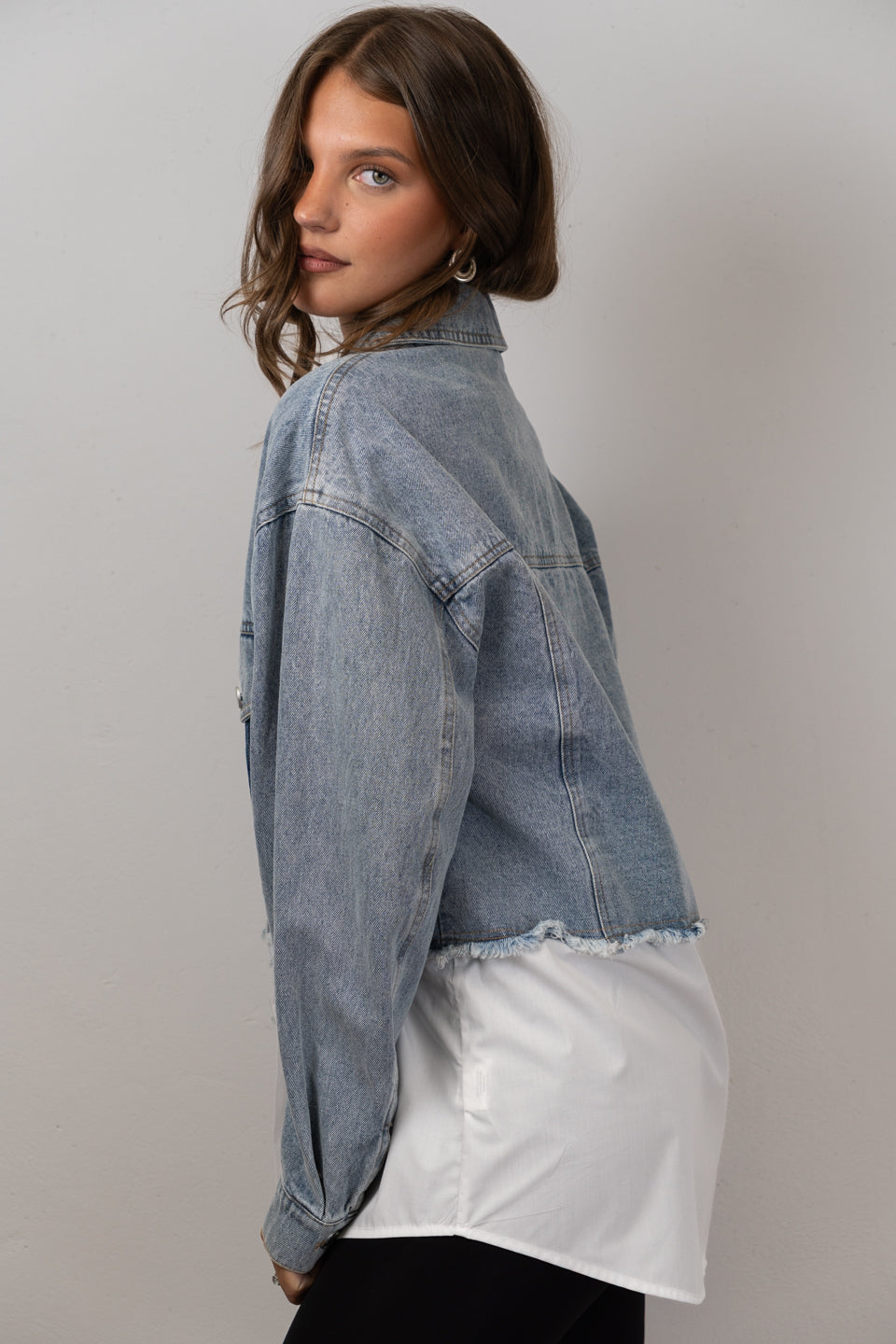 Denim & Shirt Panel Shirt