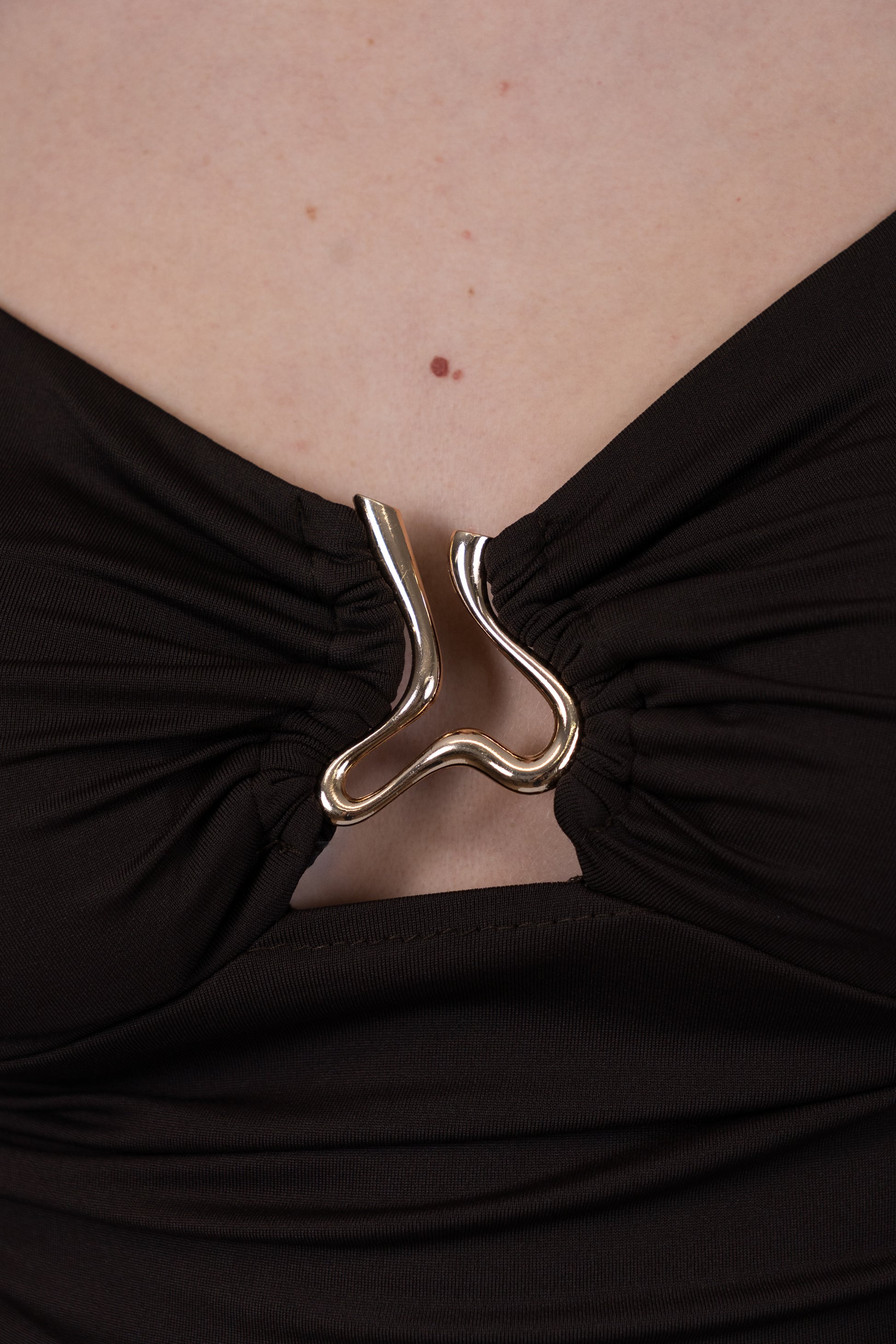 Brown Gold-Detail Fitted Top