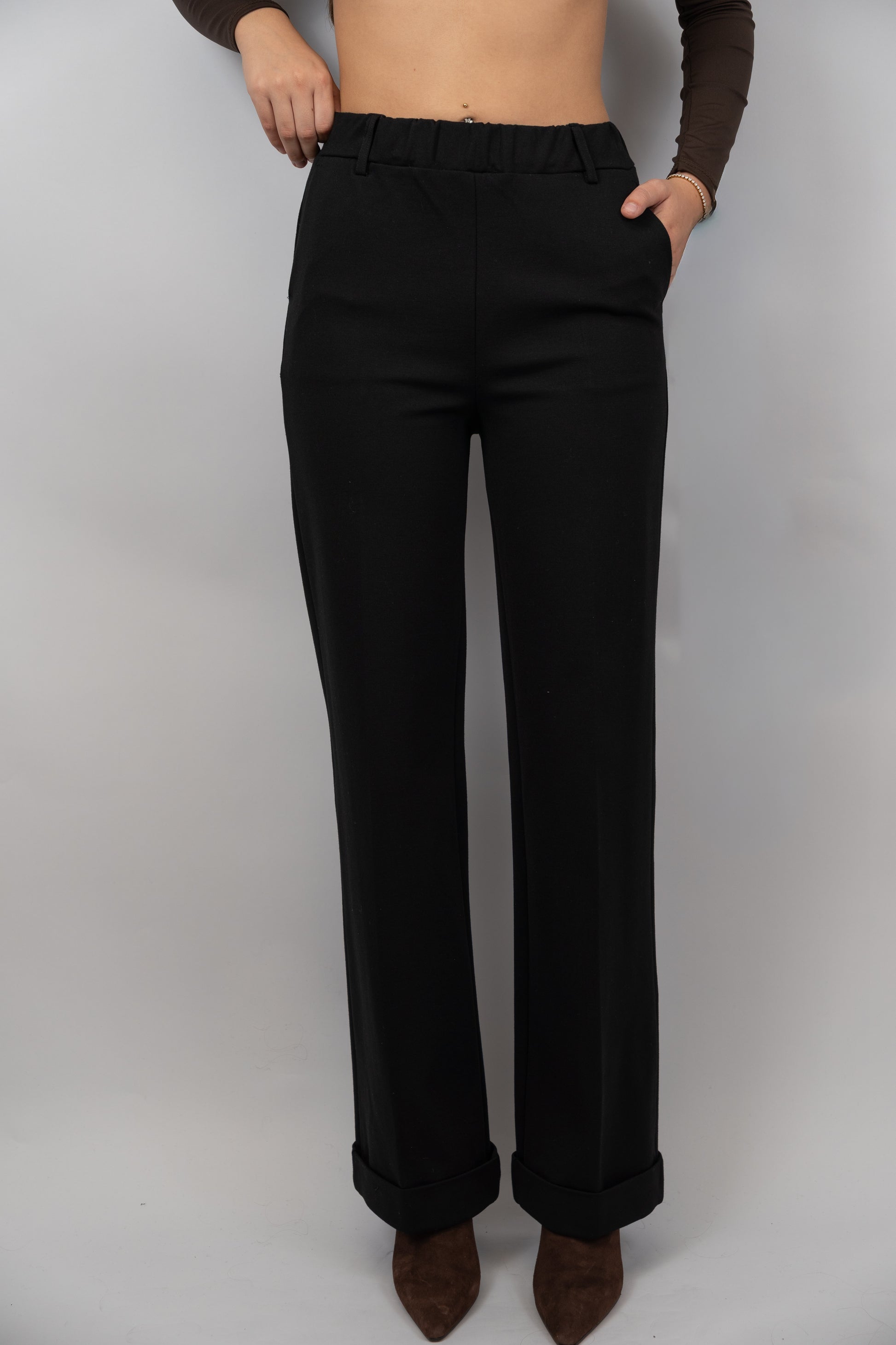 Cuffed Straight-Leg Trousers