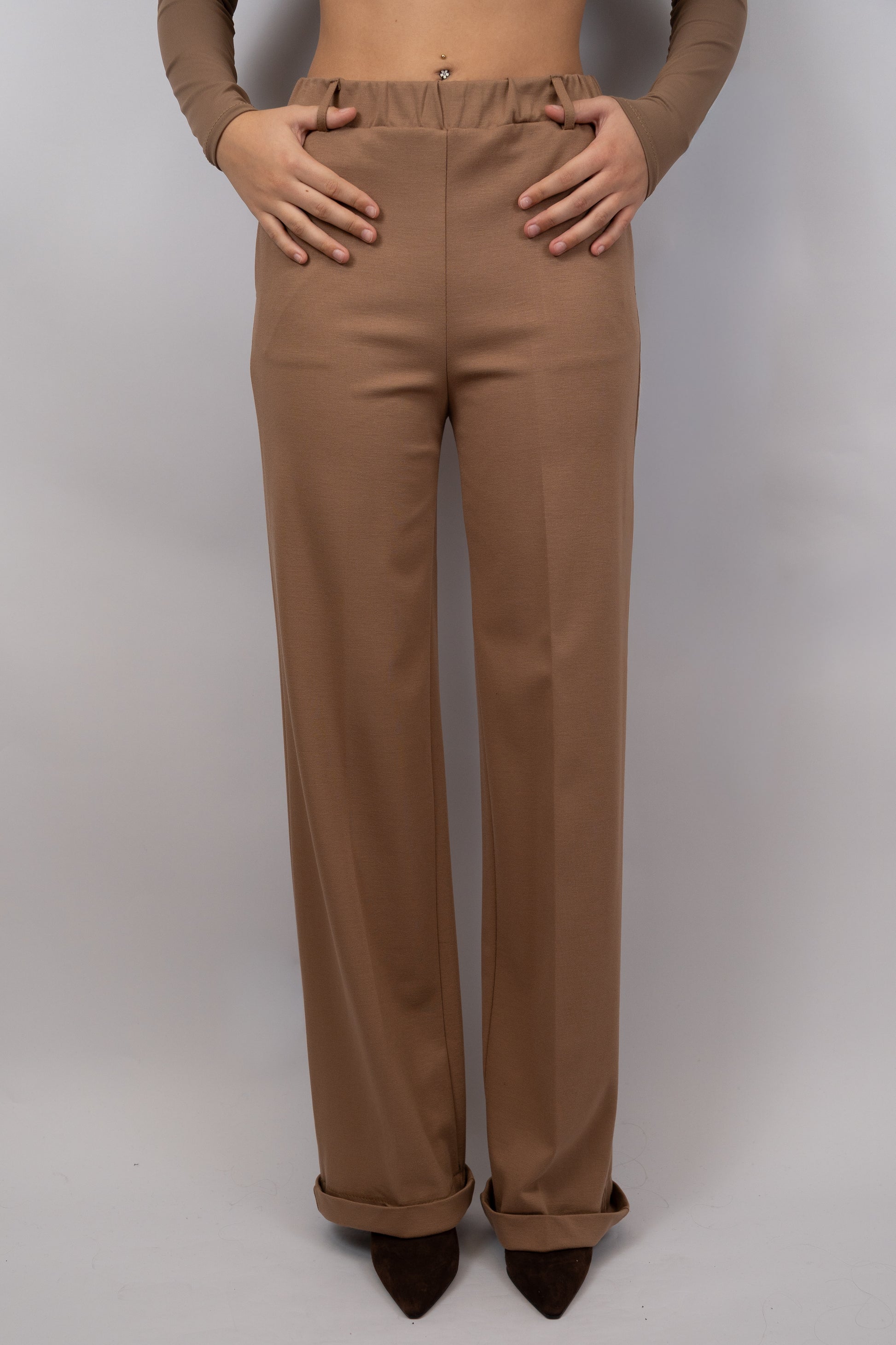 Cuffed Straight-Leg Trousers