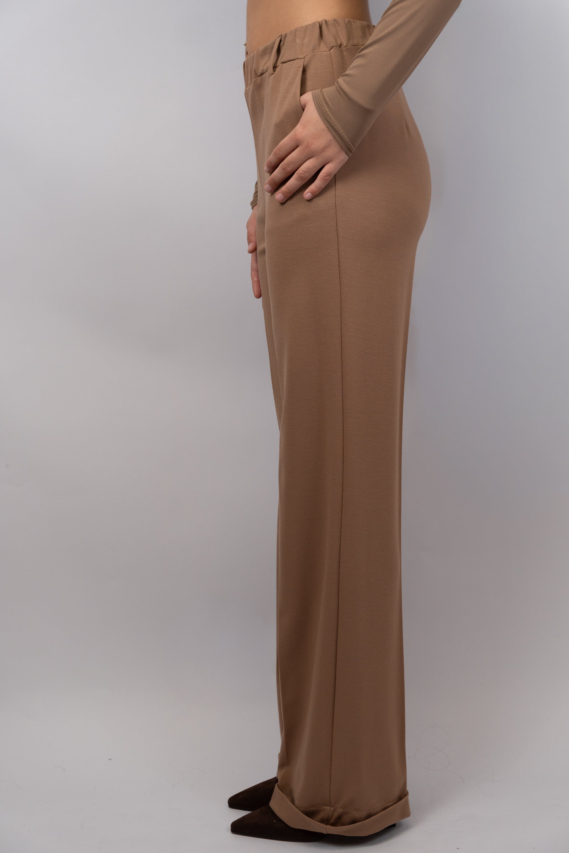 Cuffed Straight-Leg Trousers