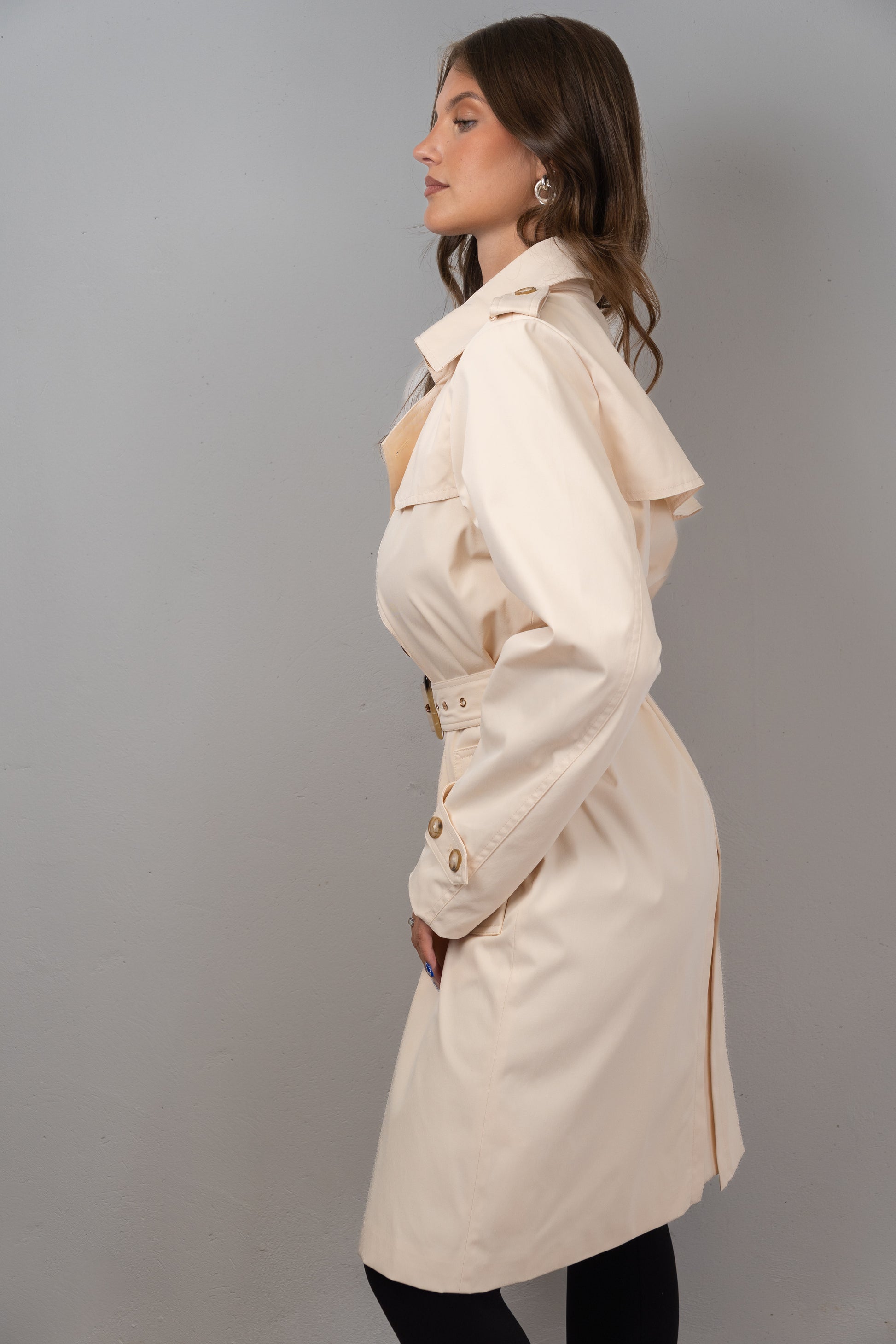 Cream Double-Breasted Trench Coat