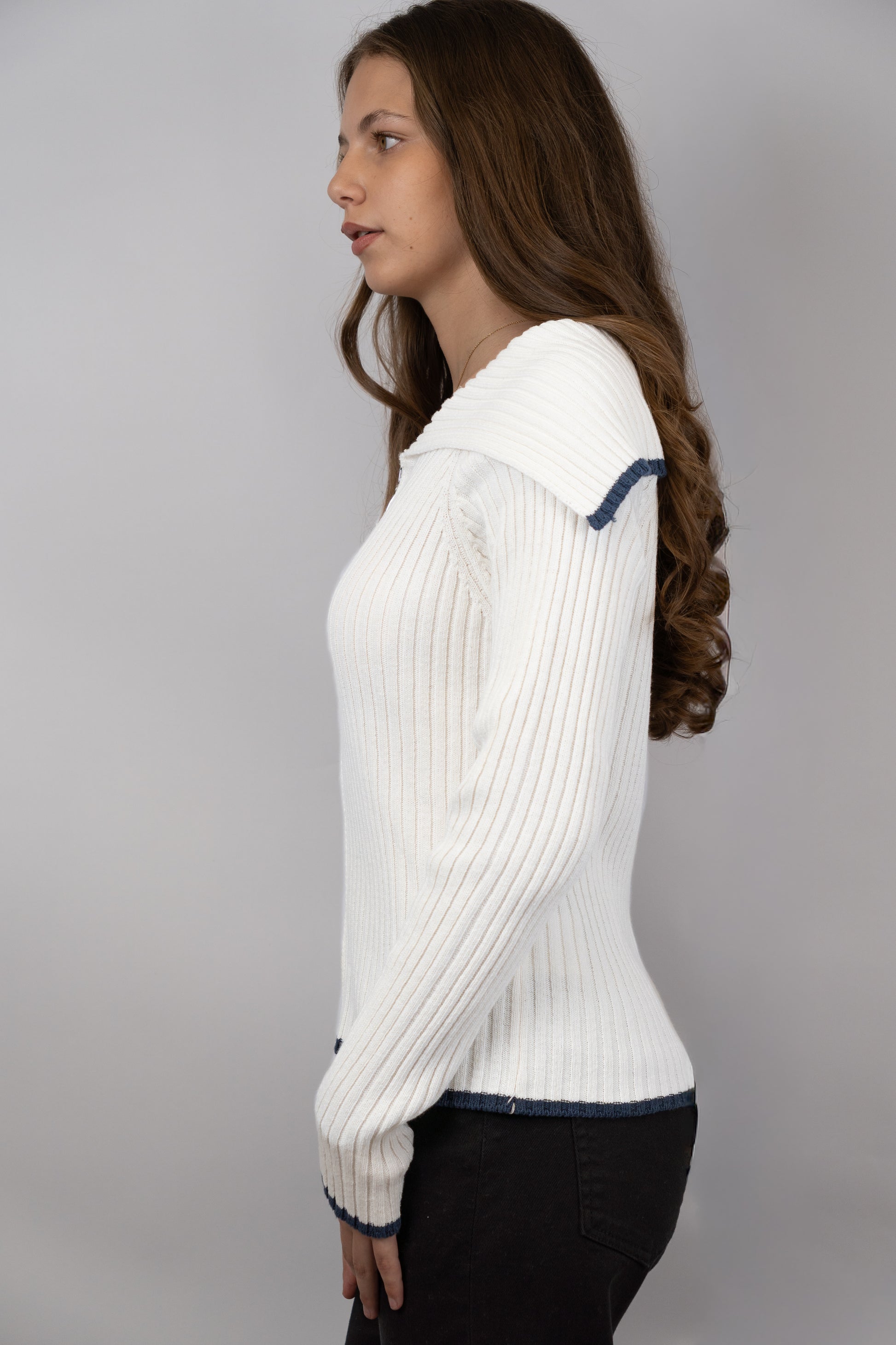 Zip-Up Ribbed Knit Cardigan