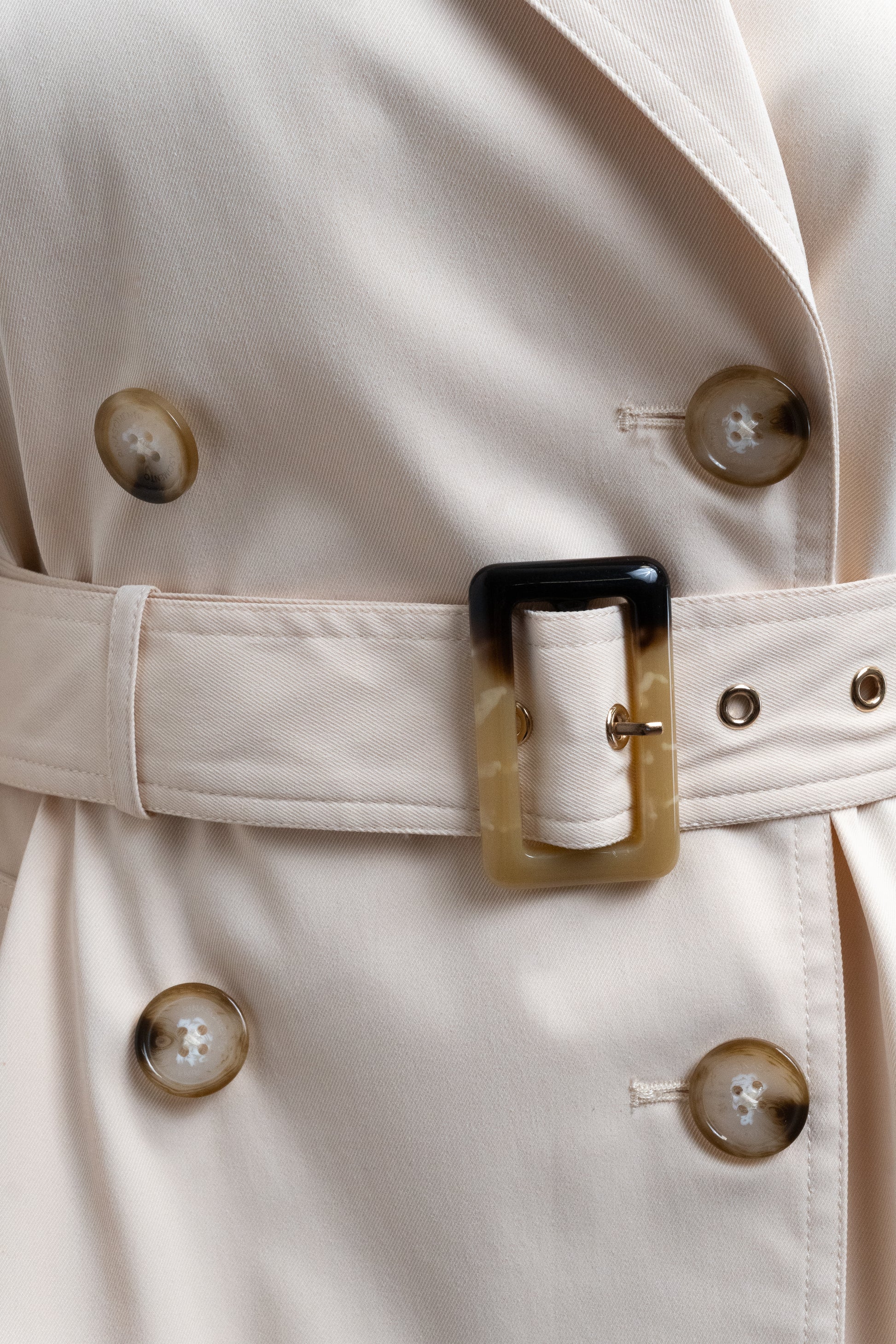 Cream Double-Breasted Trench Coat