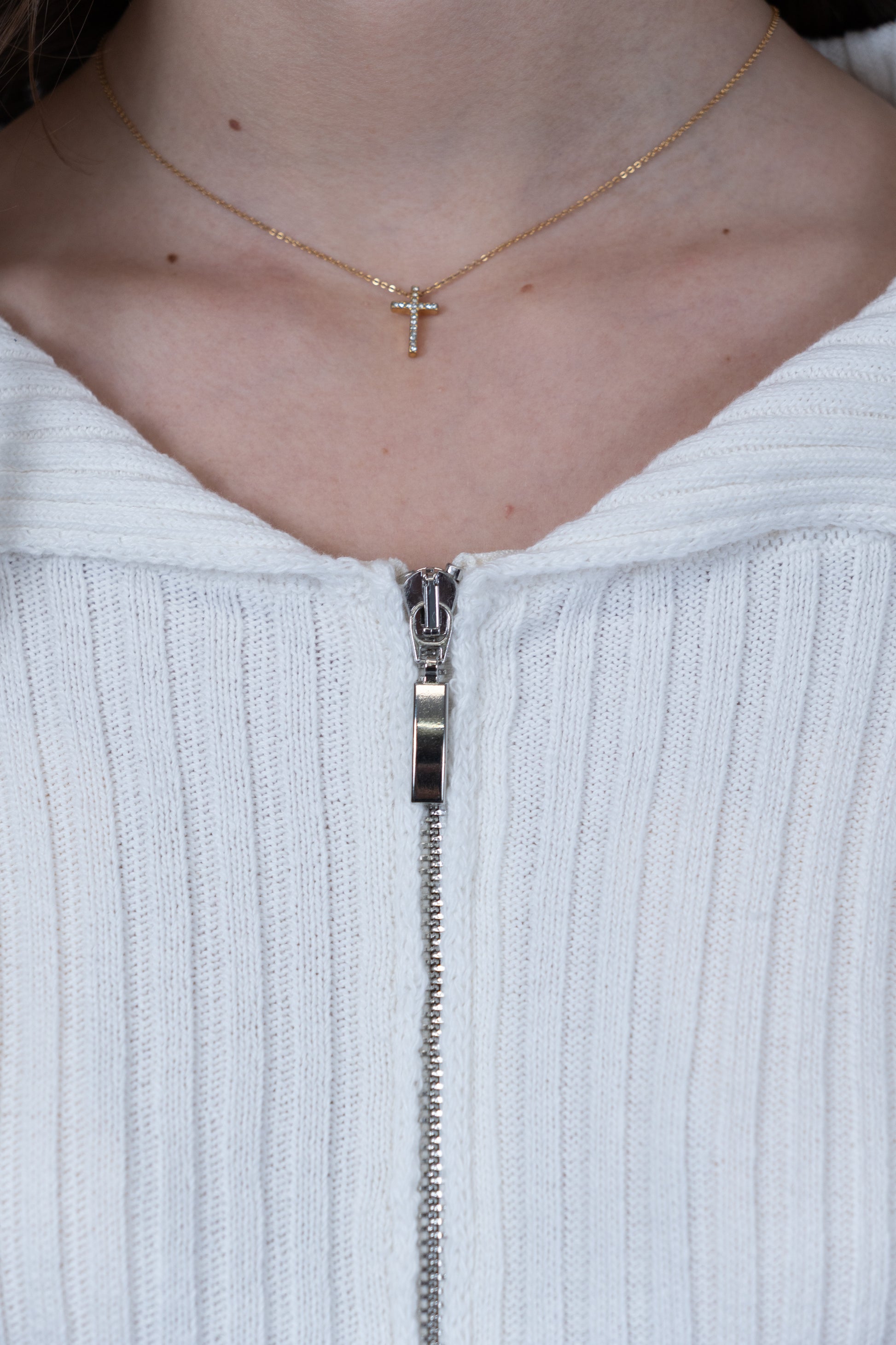 Zip-Up Ribbed Knit Cardigan