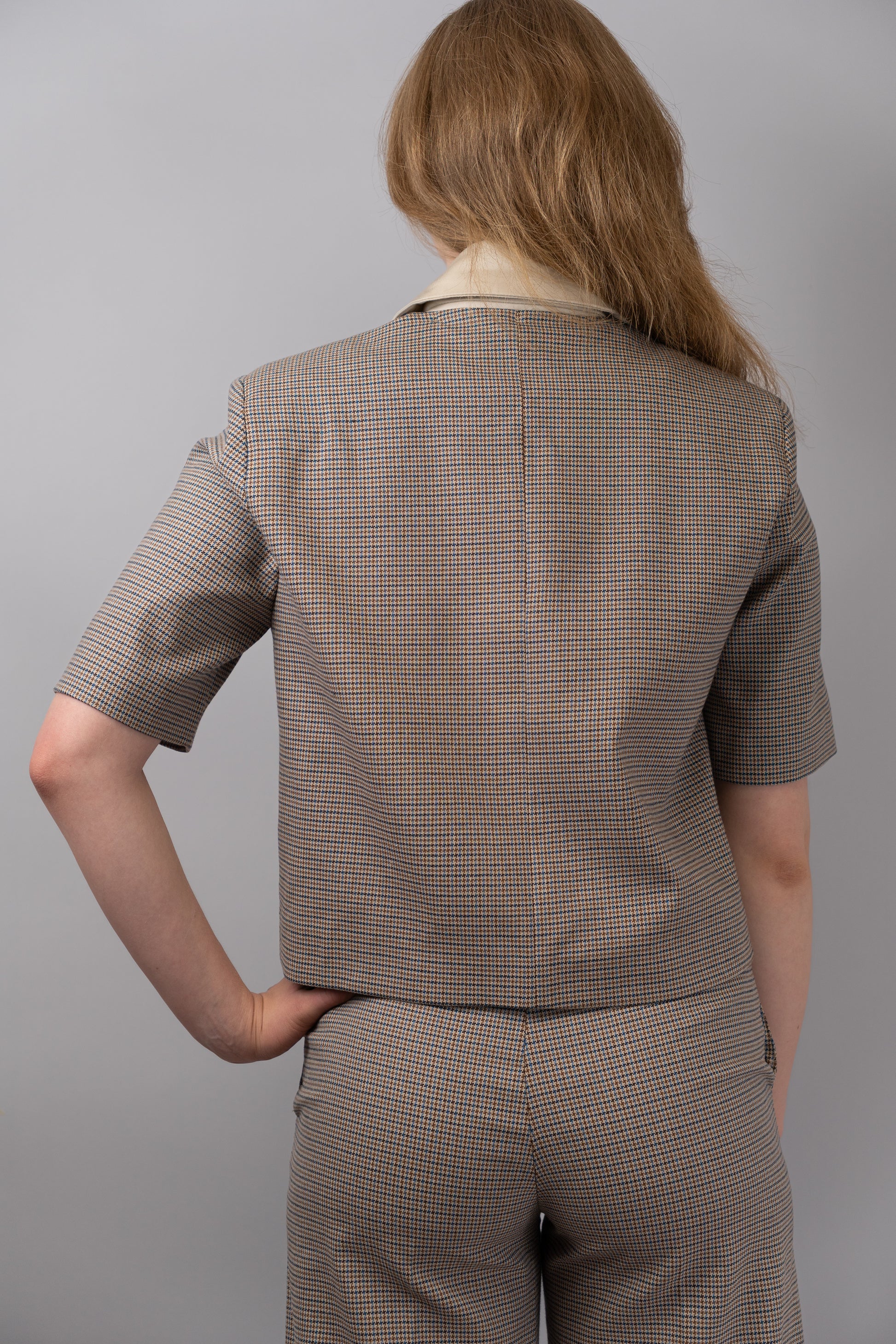 Checked Short-Sleeve Blazer