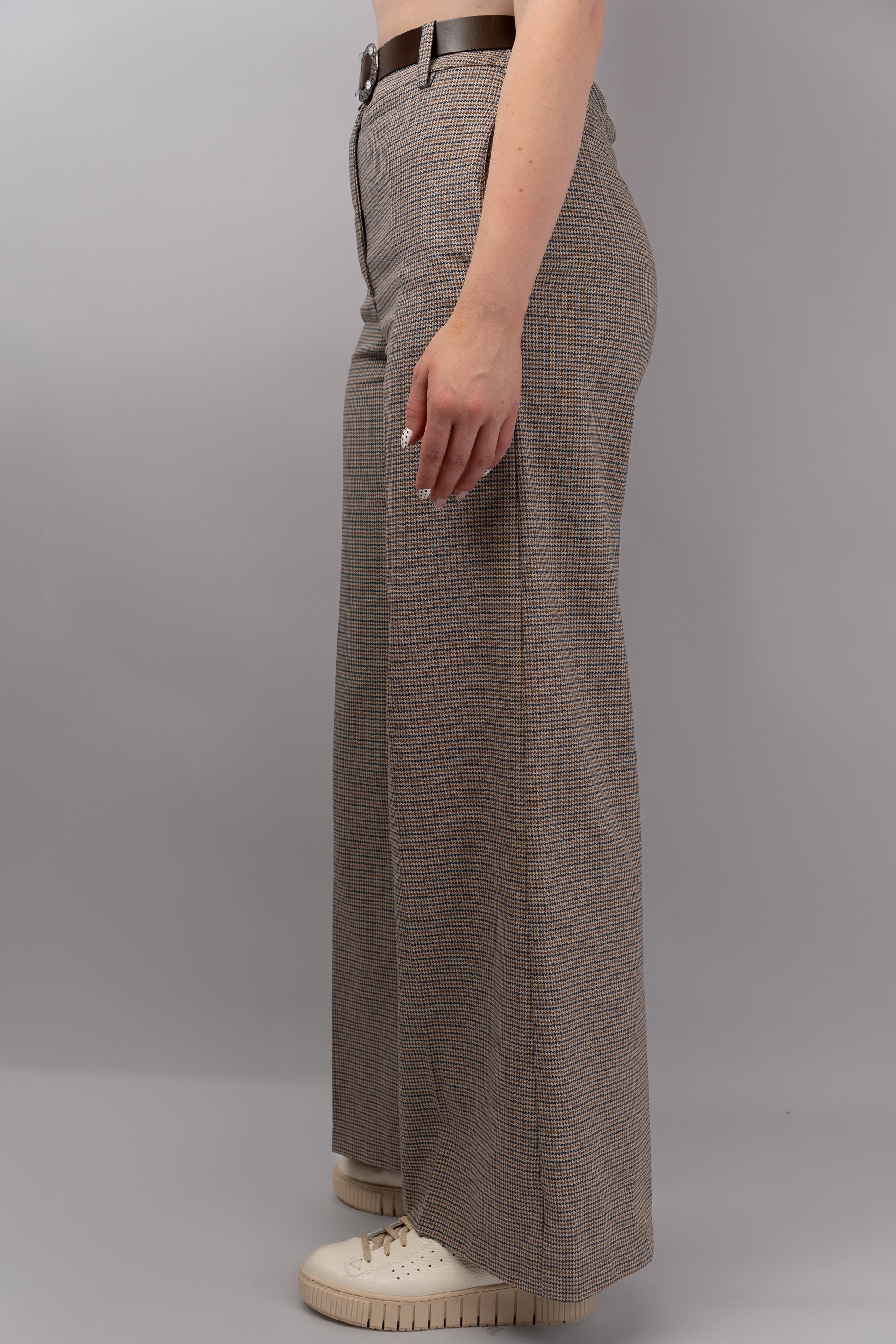 Checked Wide-Leg Trousers