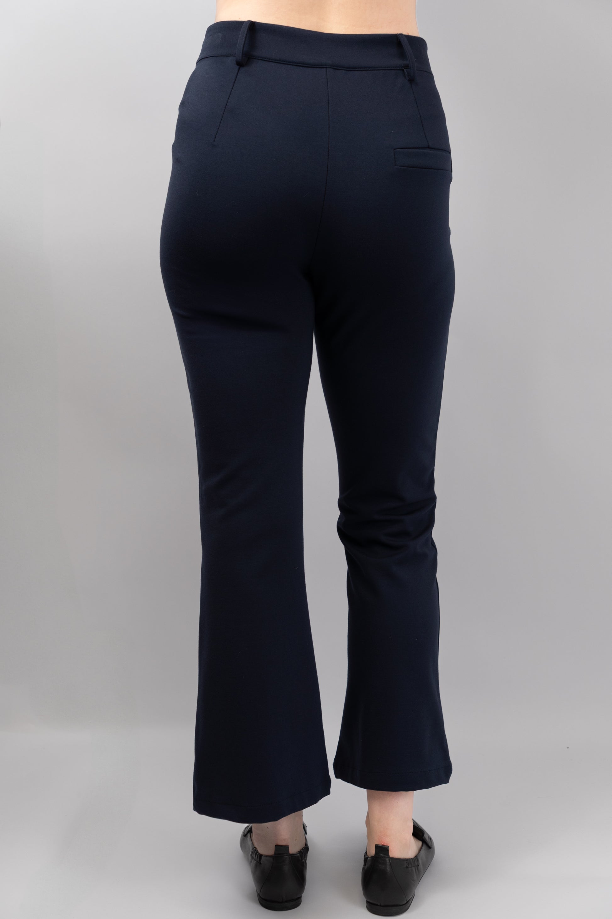 Navy Flared and Cropped Trousers
