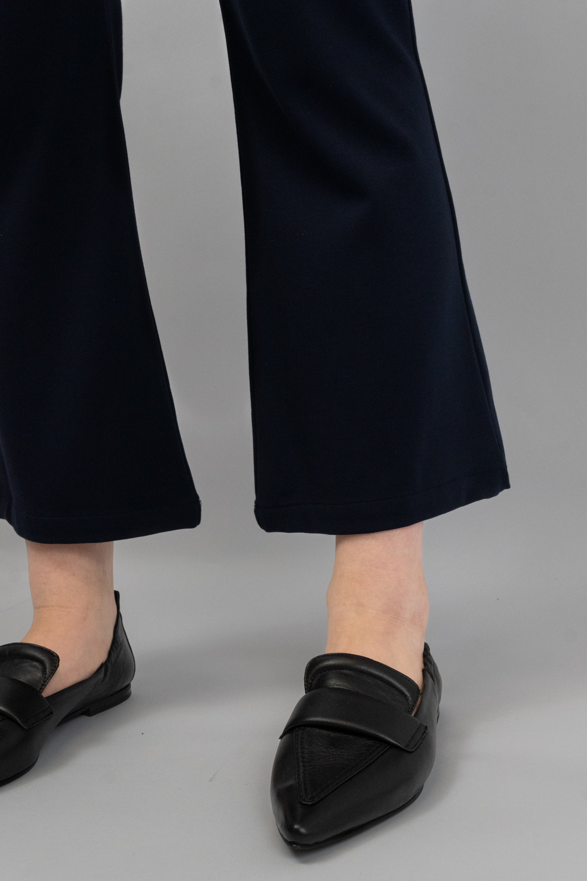 Navy Flared and Cropped Trousers