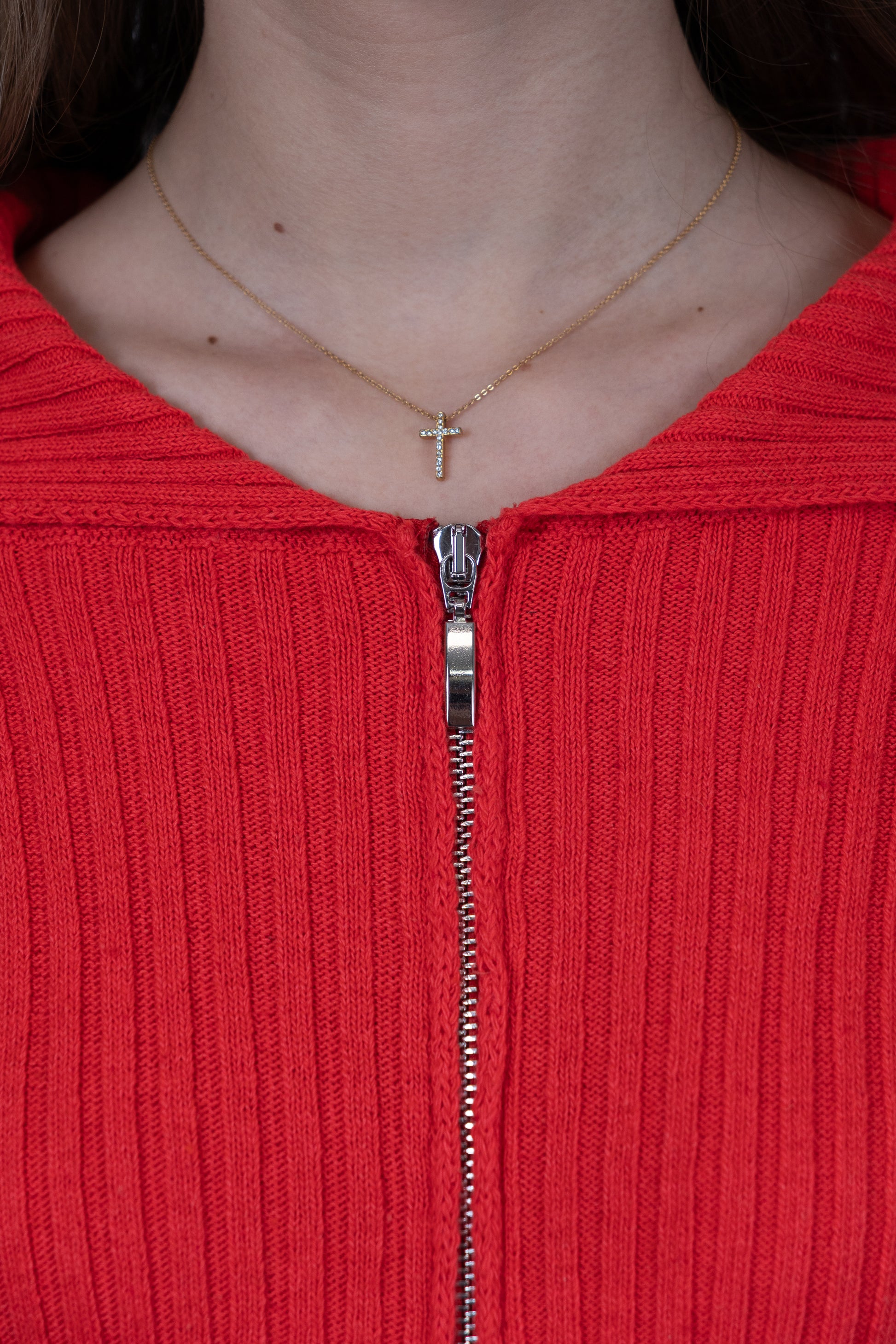 Zip-Up Ribbed Knit Cardigan