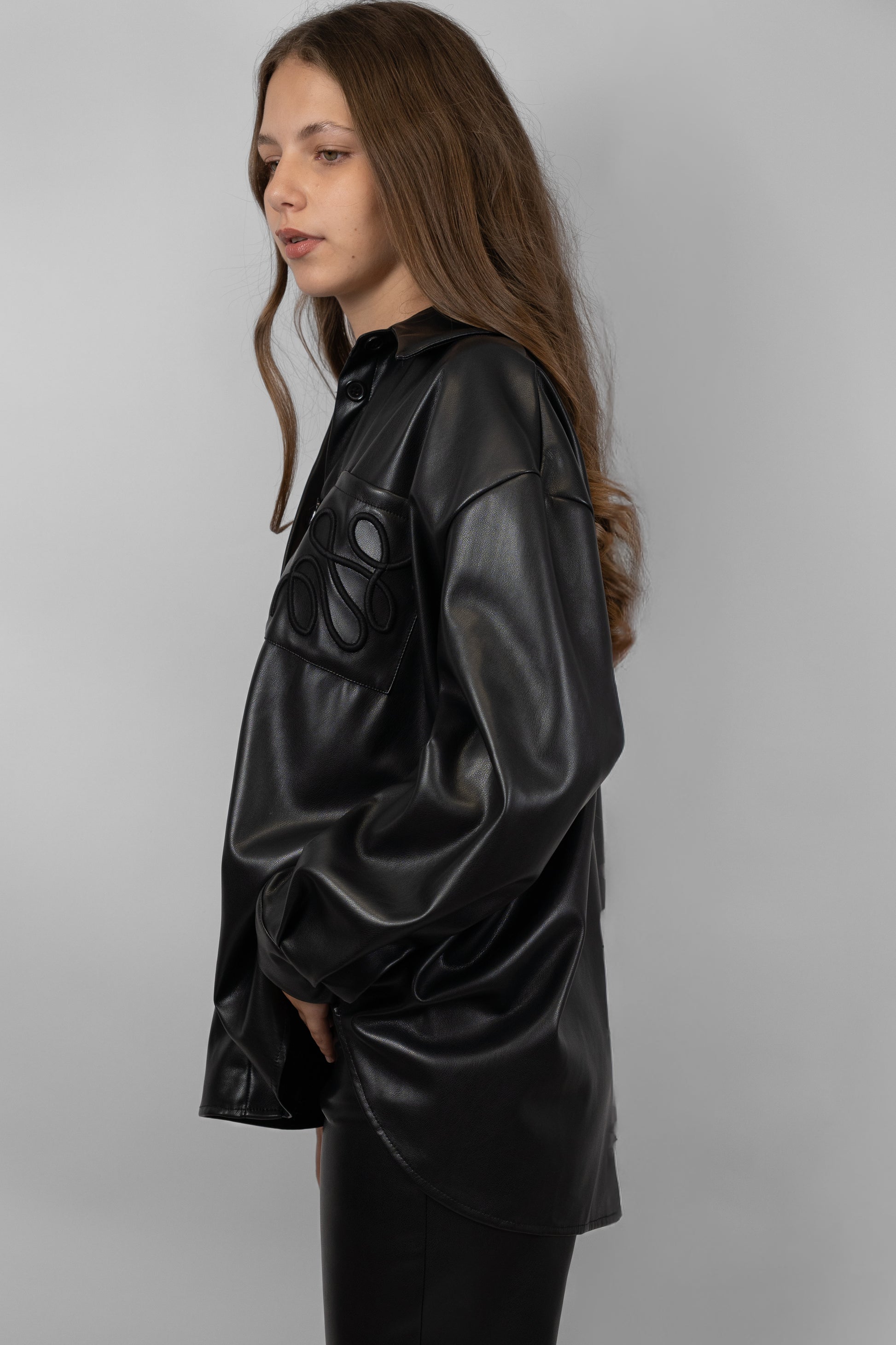 Oversized Faux Leather Shirt
