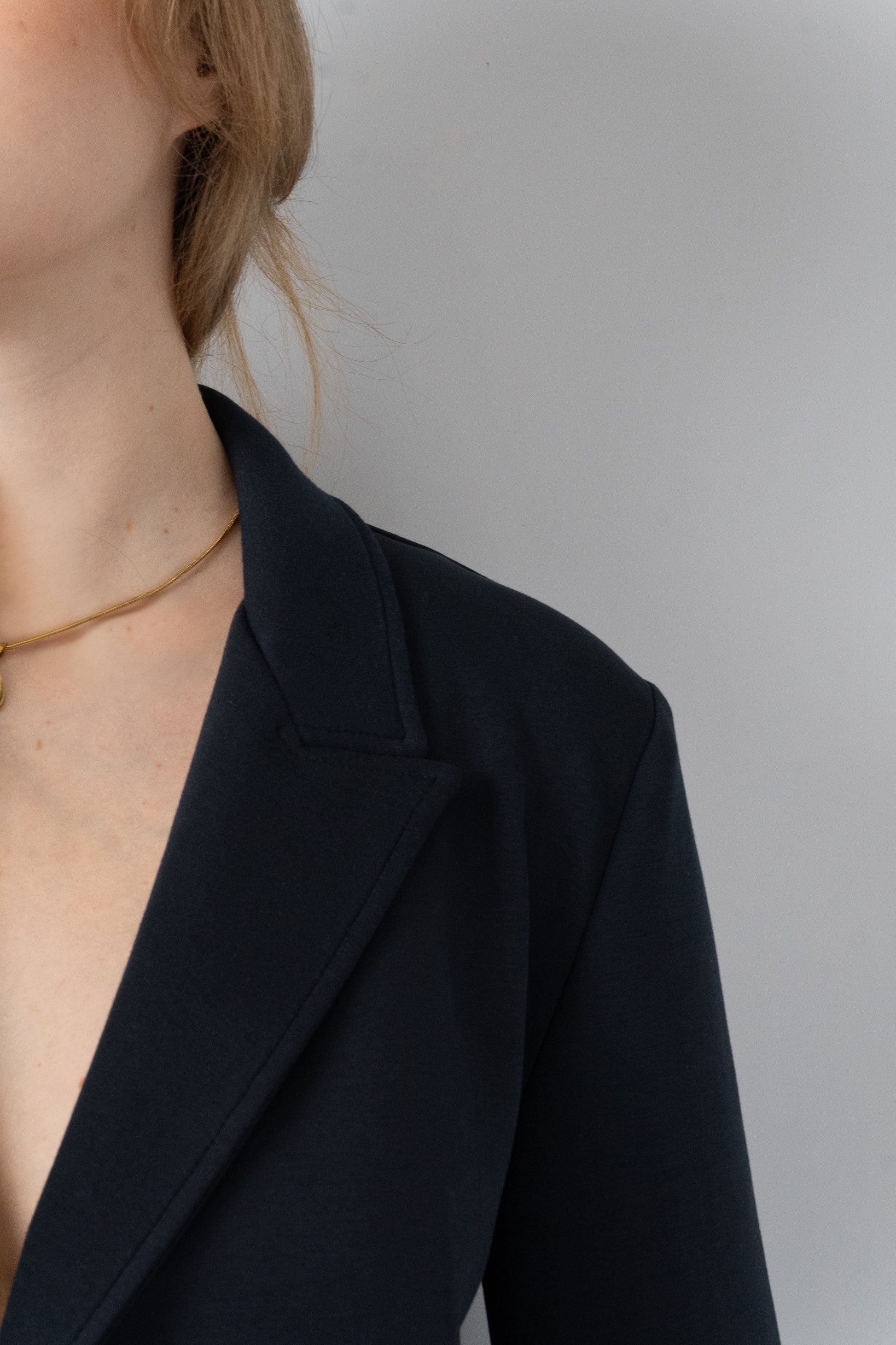 Navy Blazer with Striped Cuffs