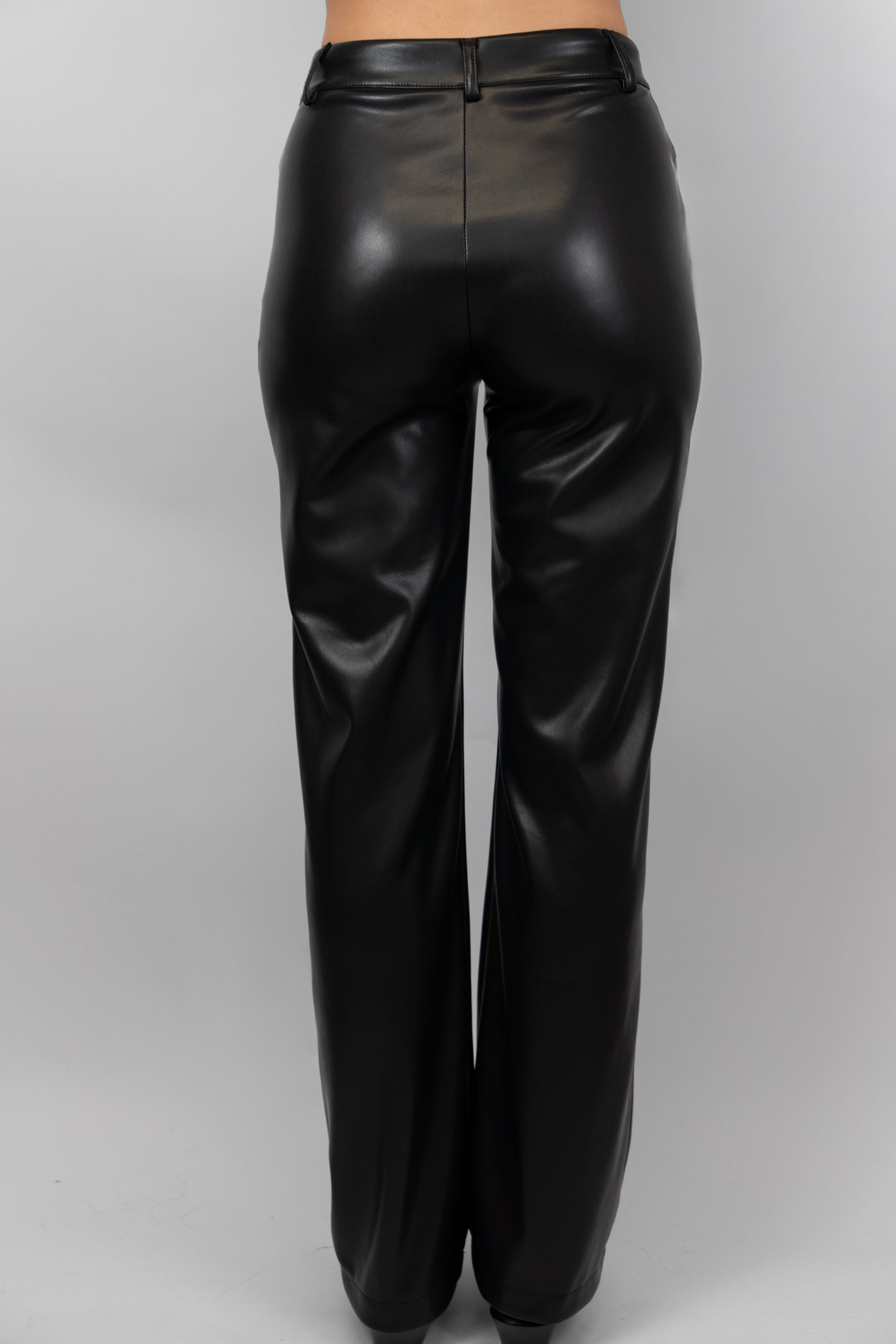Straight-Leg Faux Leather Pants