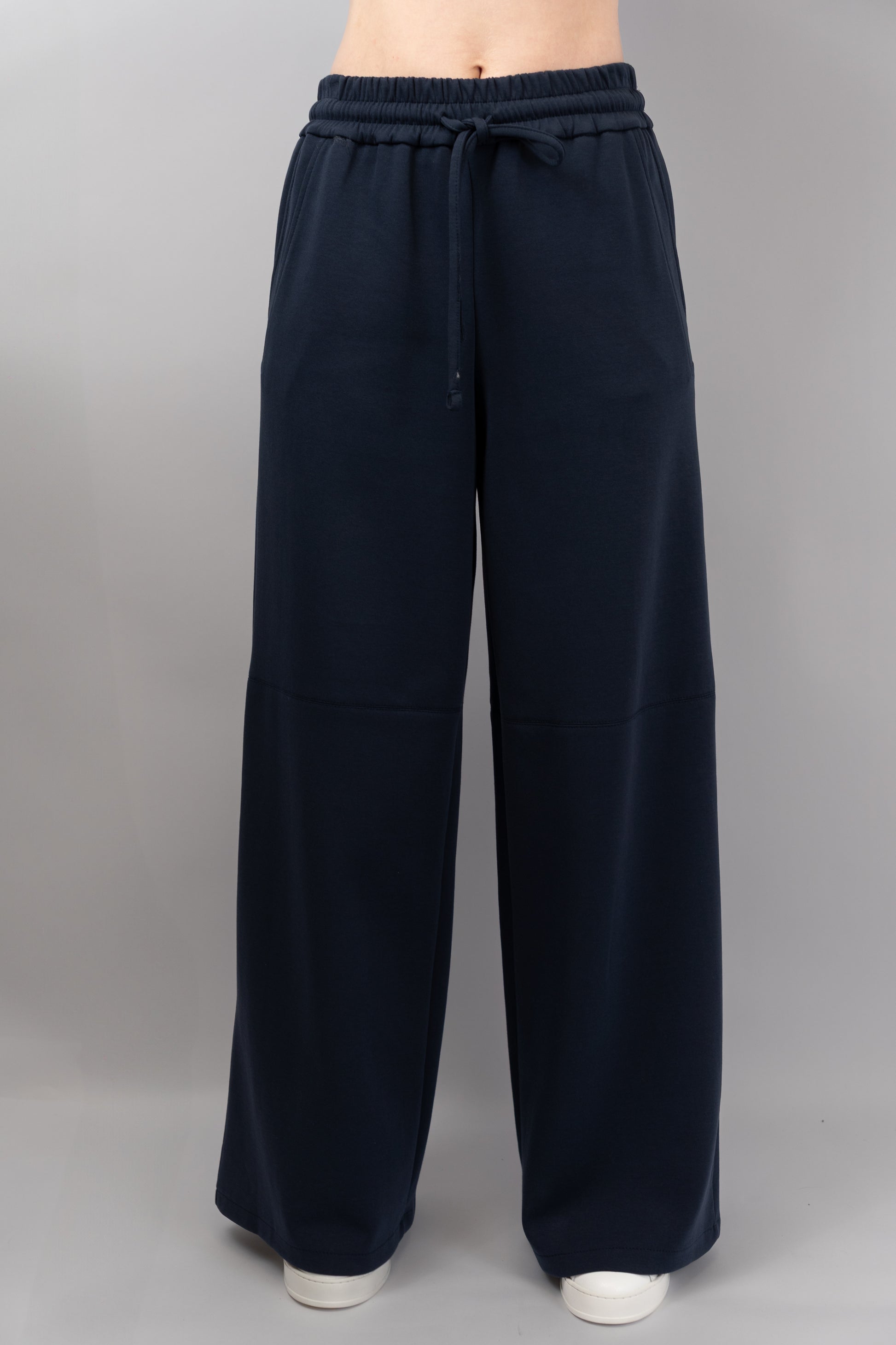 Navy Wide-Leg Trousers