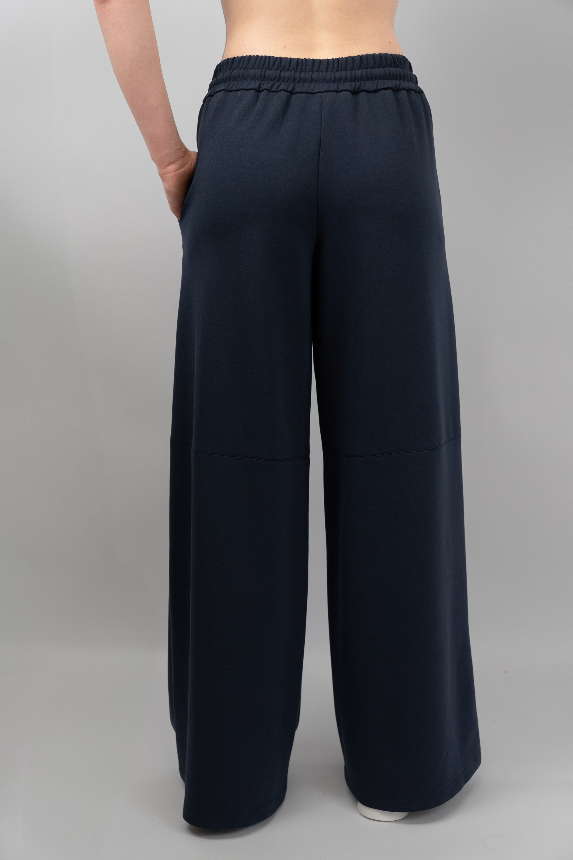 Navy Wide-Leg Trousers