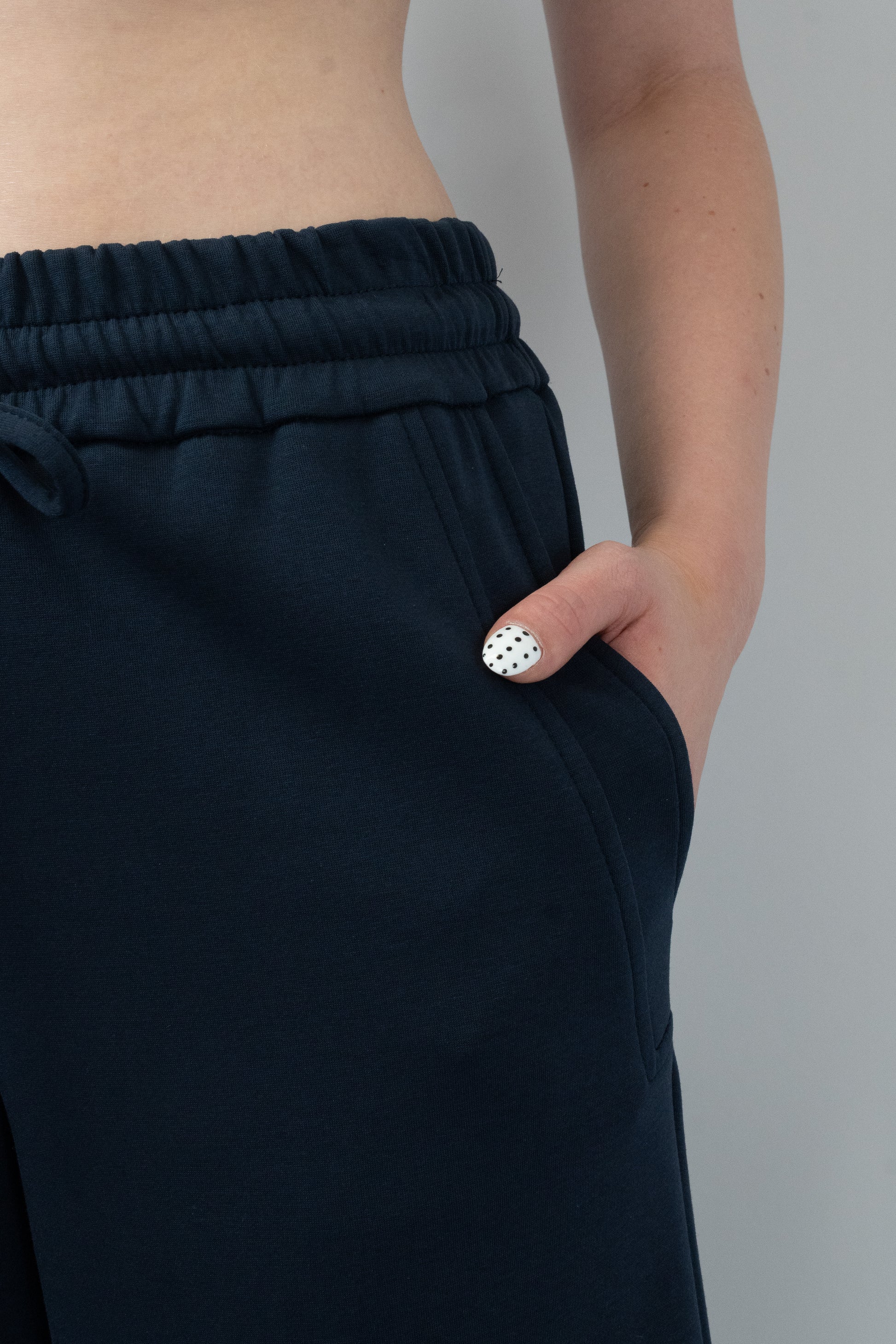 Navy Wide-Leg Trousers