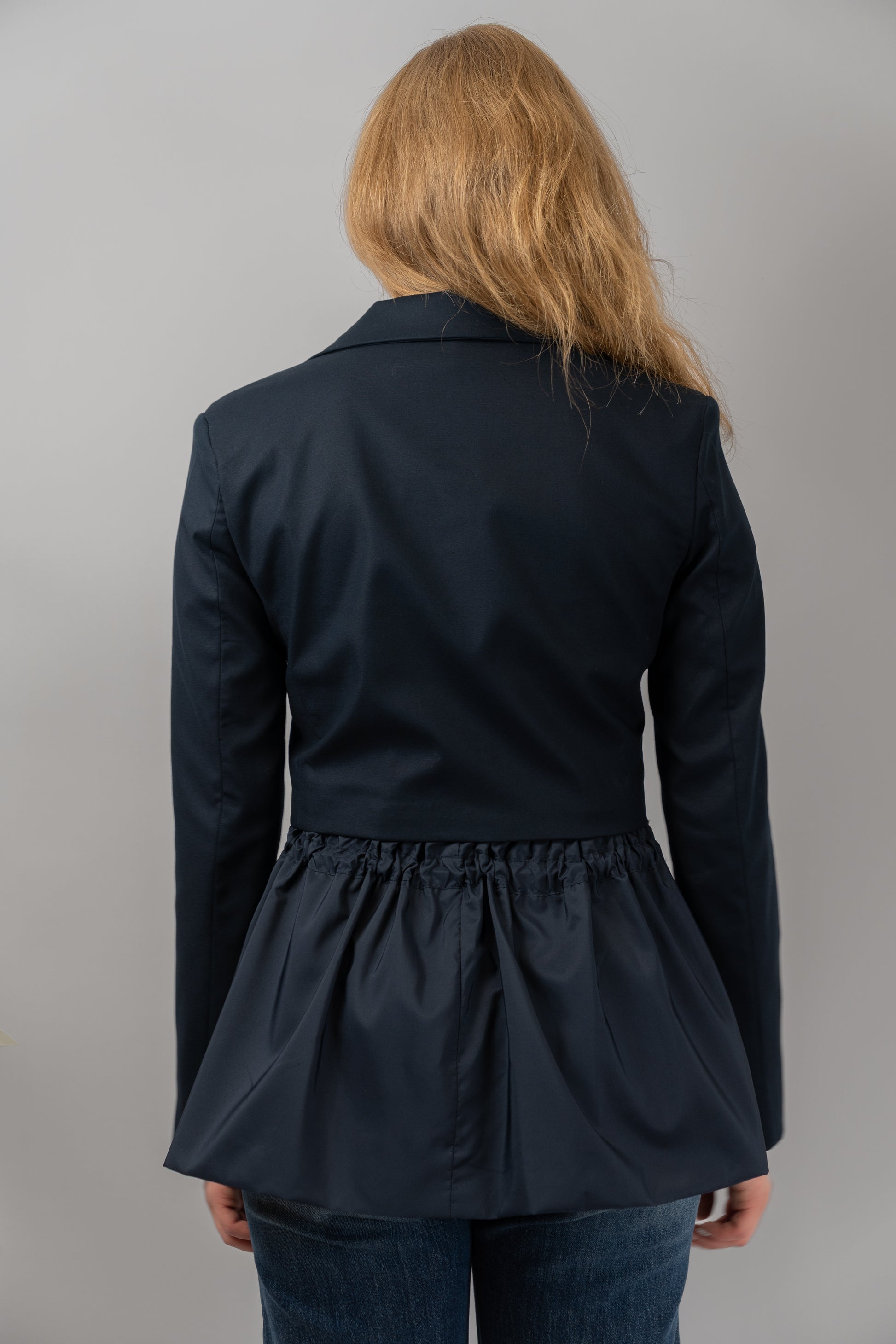 Navy Drawstring Detail Blazer