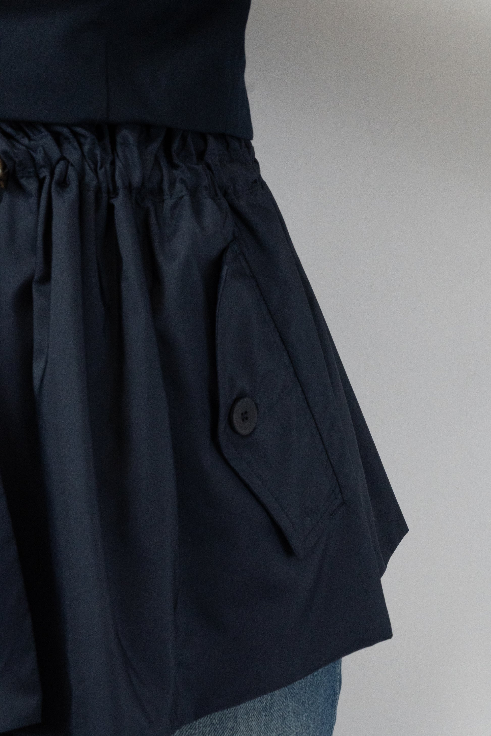 Navy Drawstring Detail Blazer