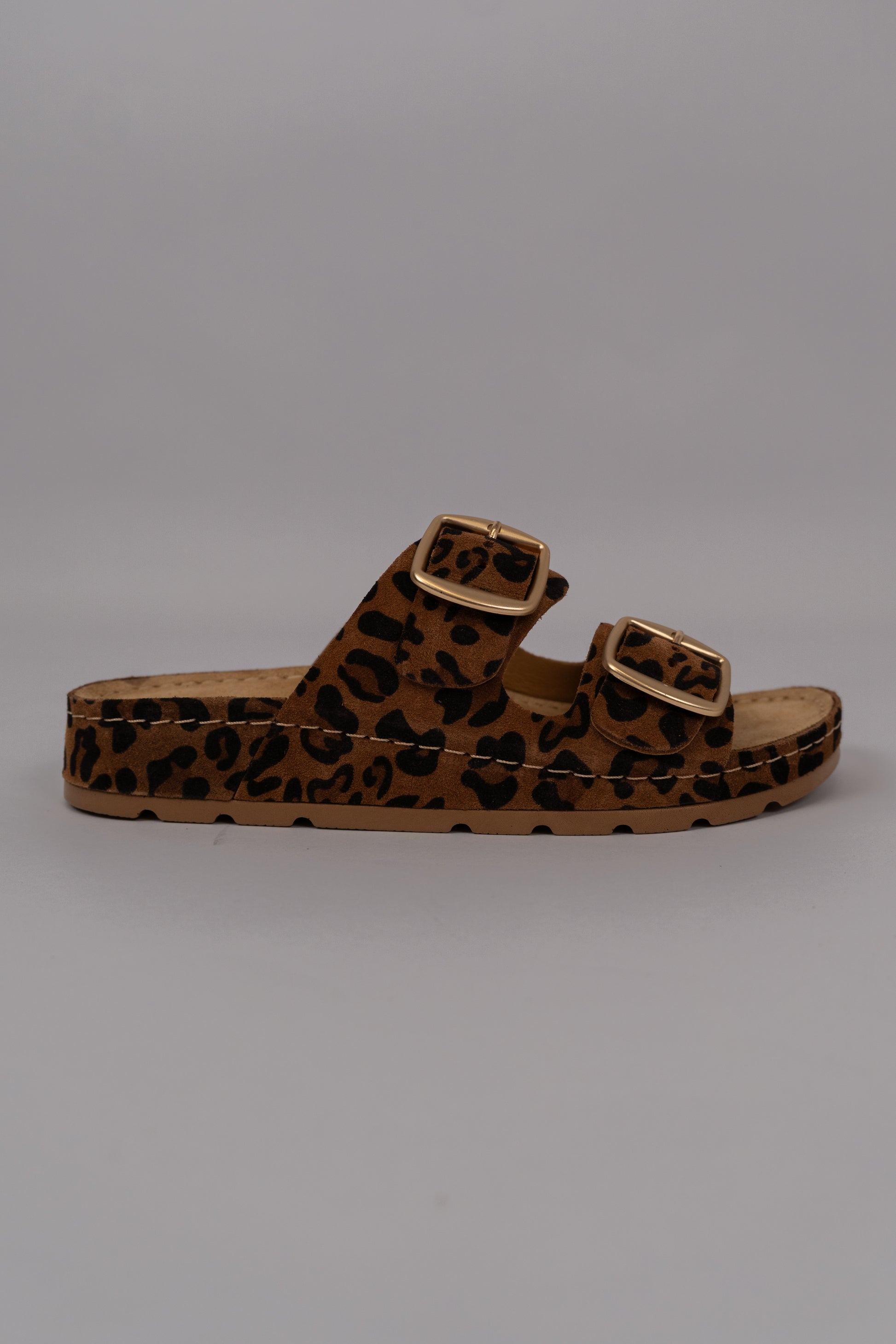 Leopard Print Double-Buckle Sandals