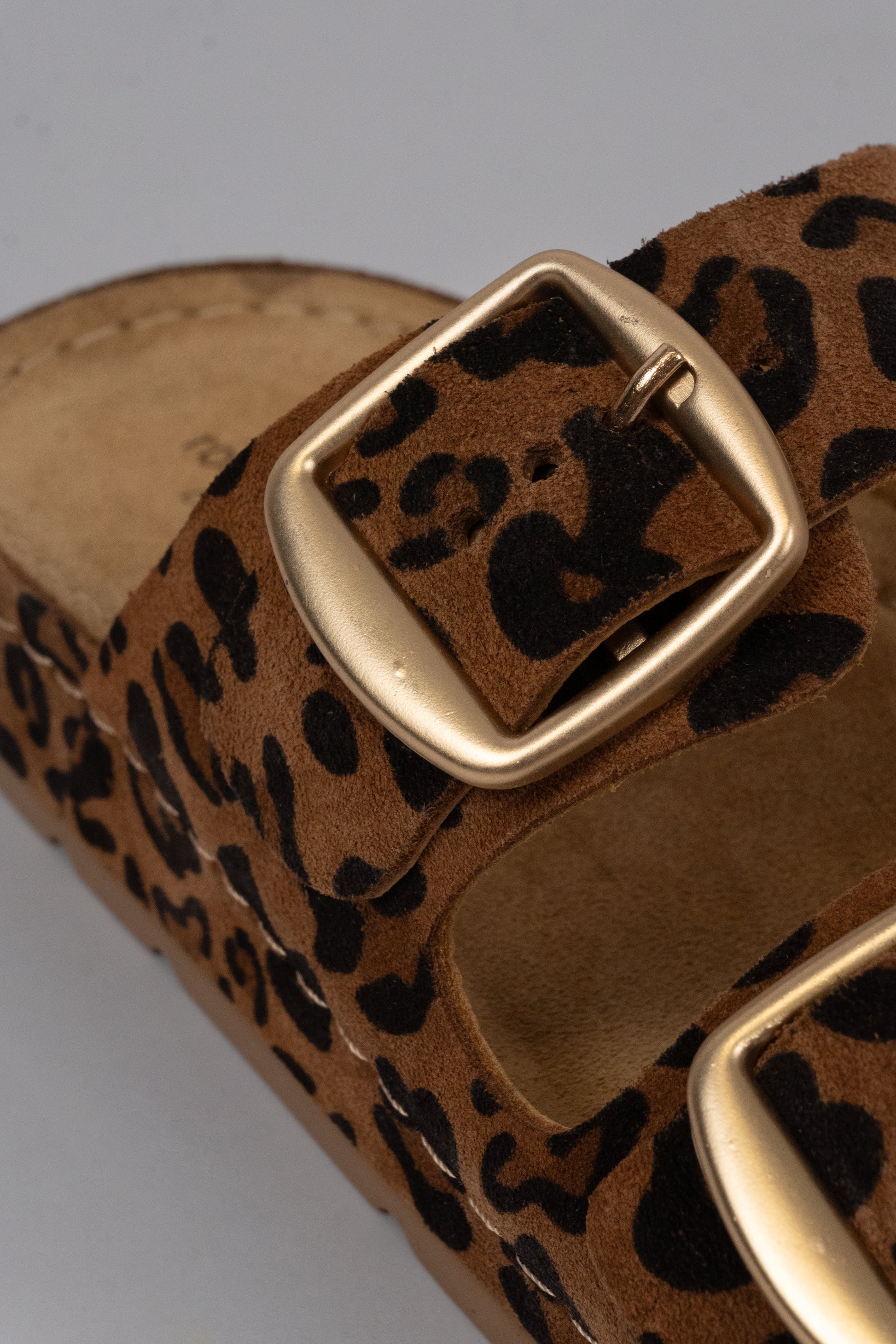 Leopard Print Double-Buckle Sandals