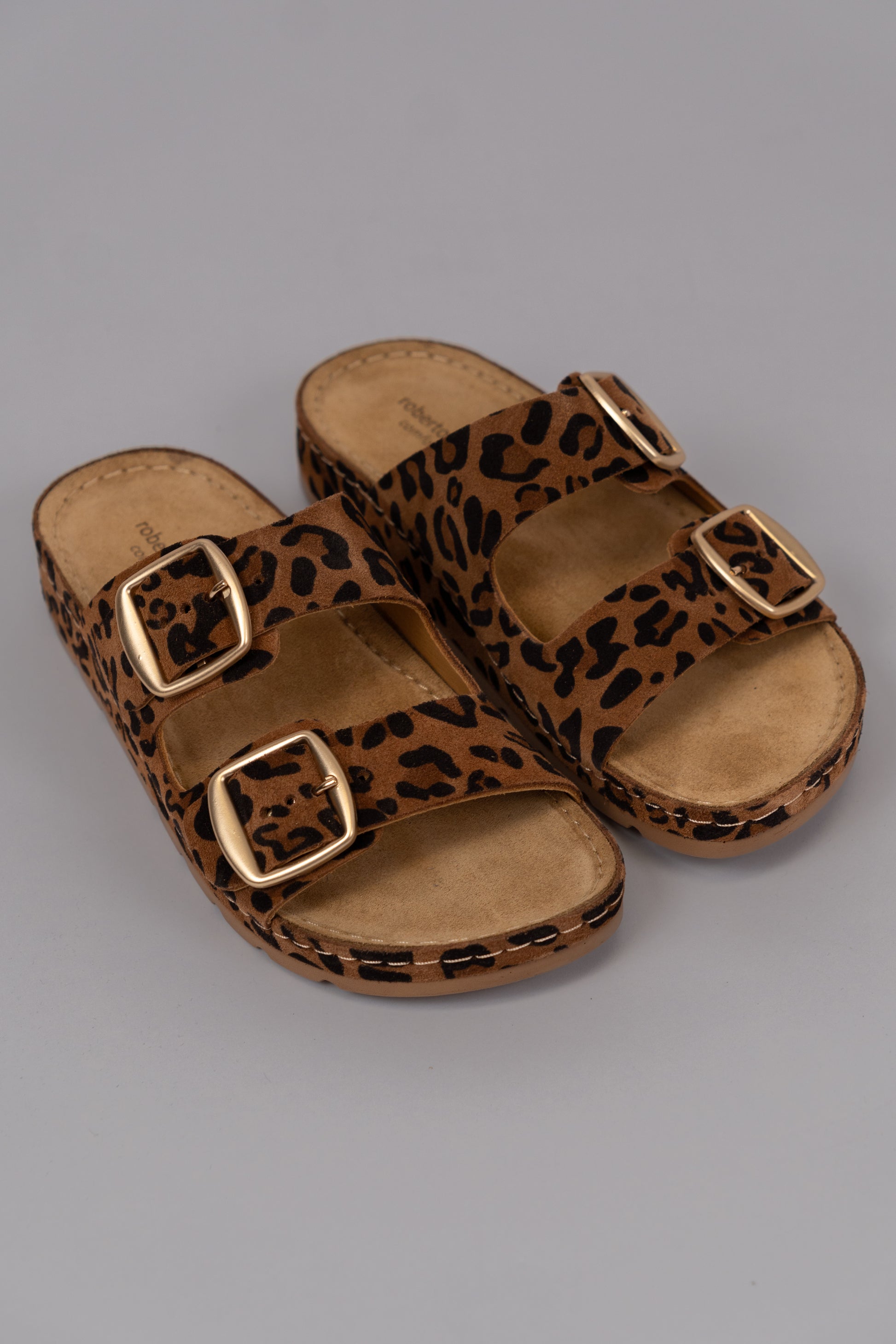 Leopard Print Double-Buckle Sandals