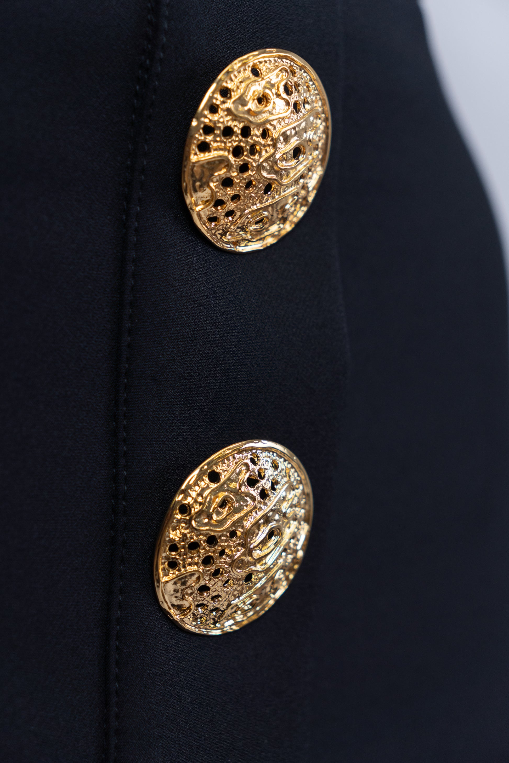 Gold-Button Pencil Skirt