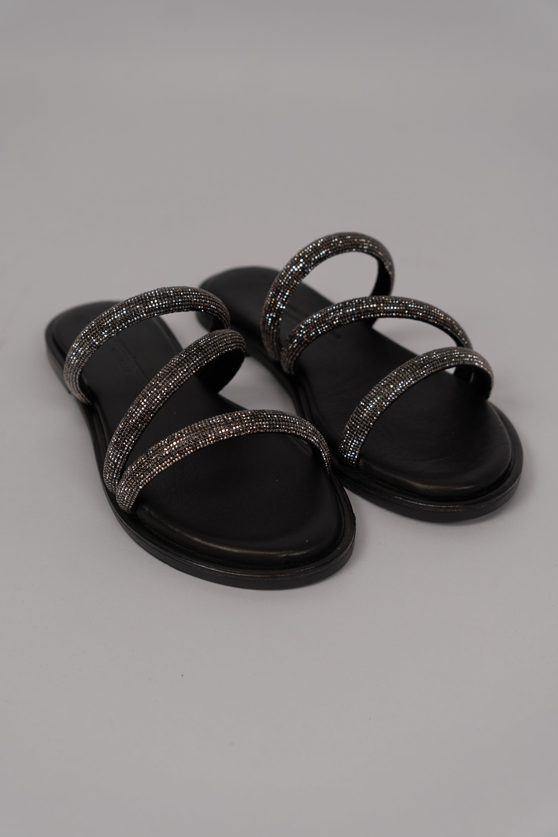 Triple-Strap Embellished Sandals