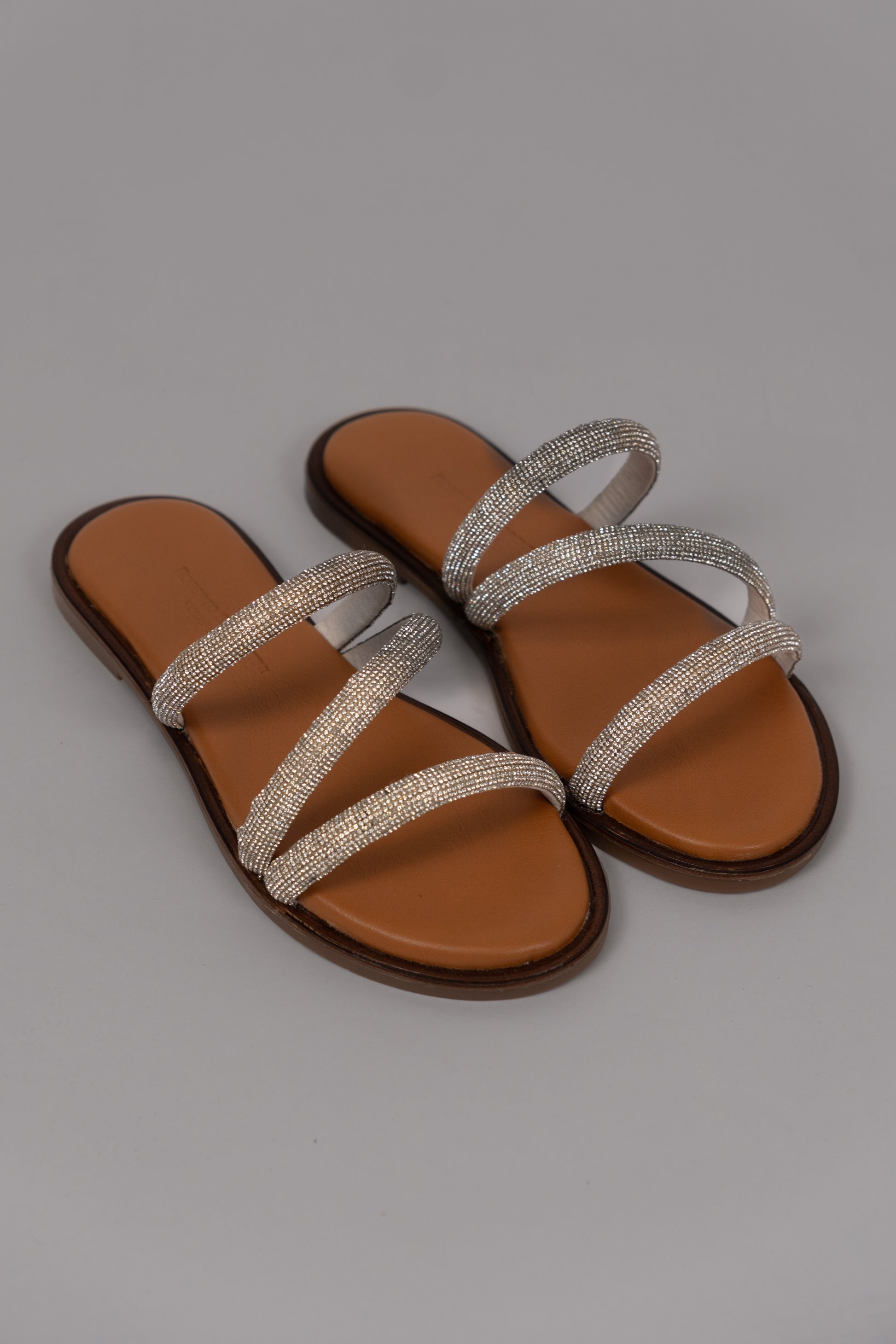 Triple-Strap Embellished Sandals