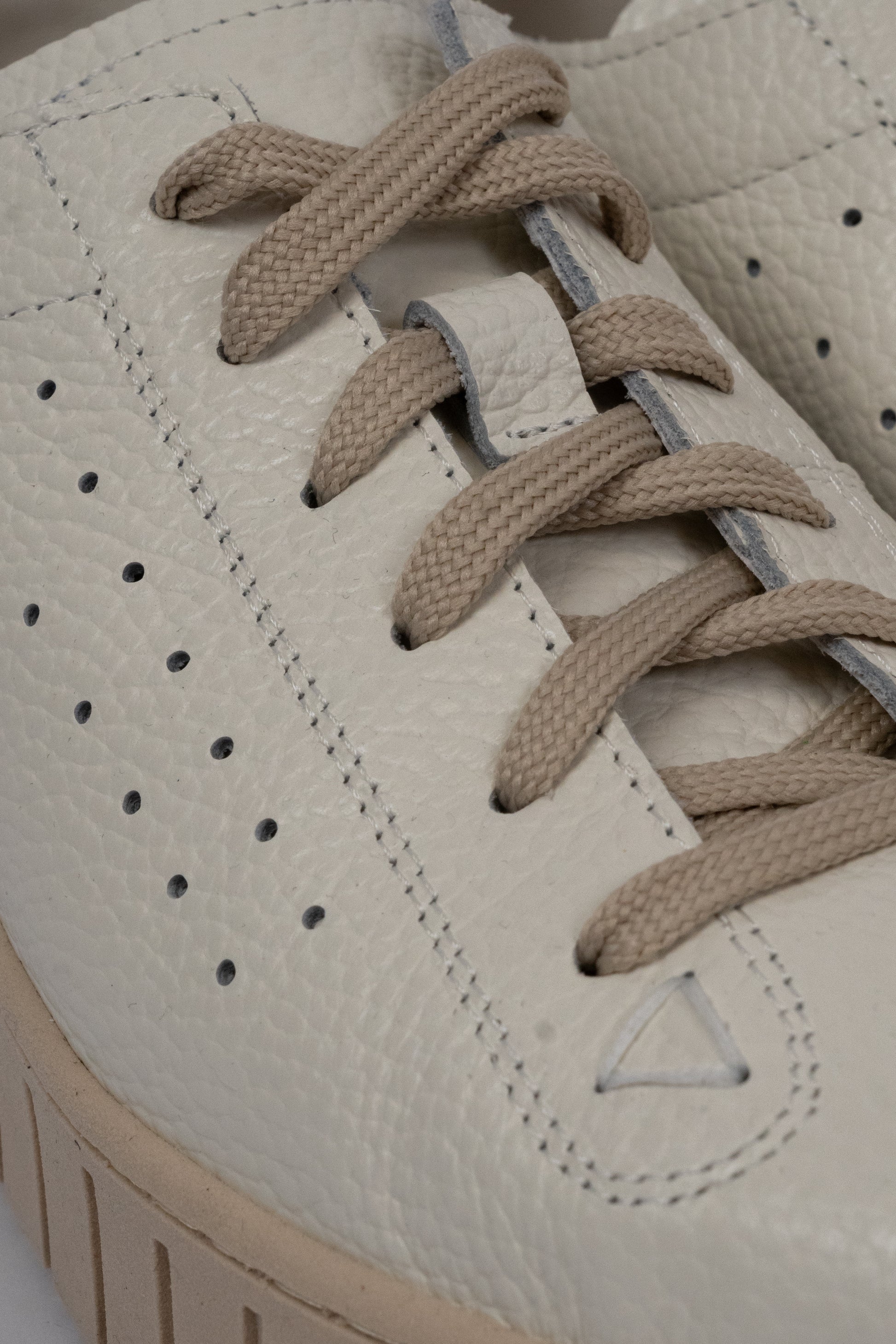 Beige Leather Platform Sneakers