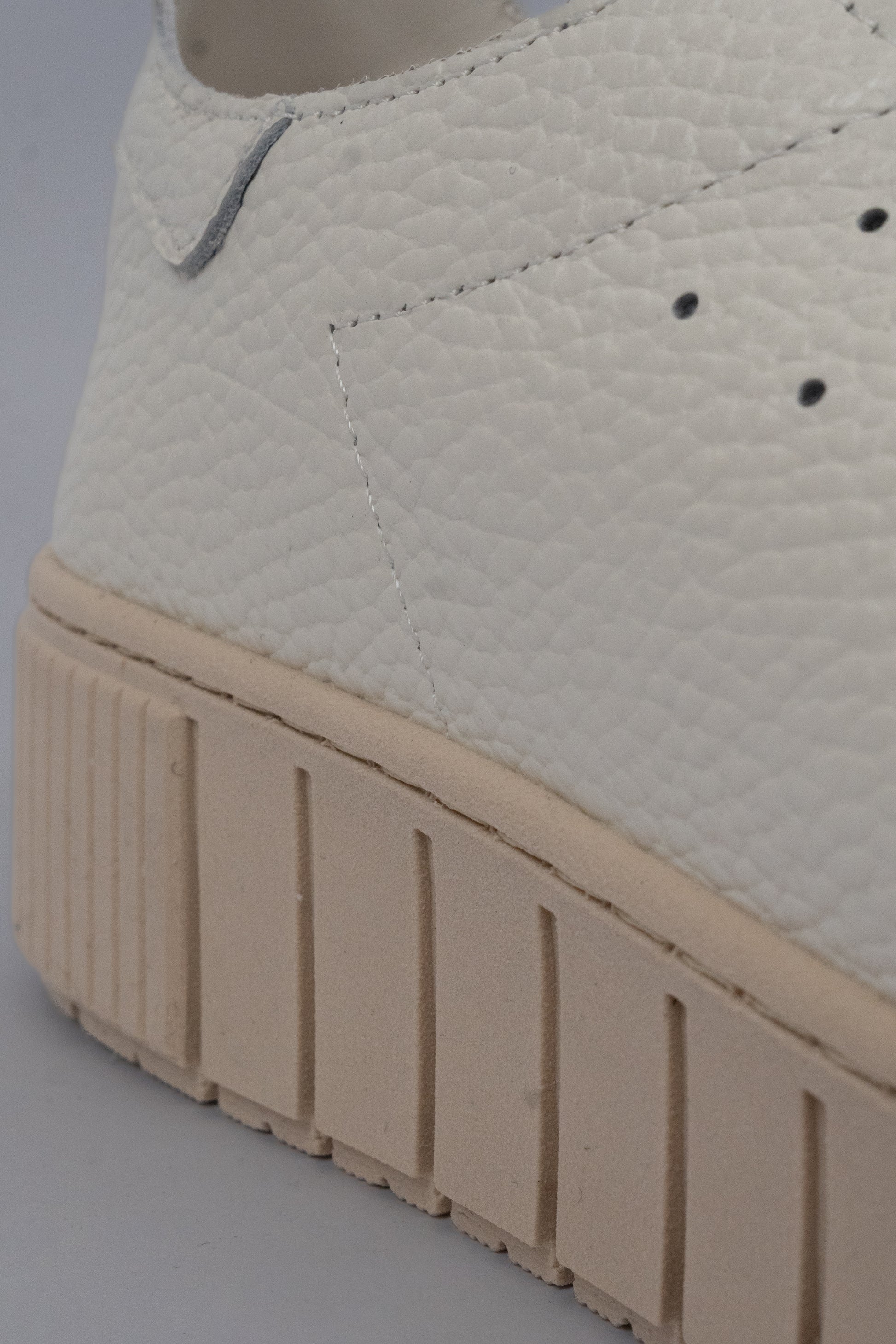 Beige Leather Platform Sneakers