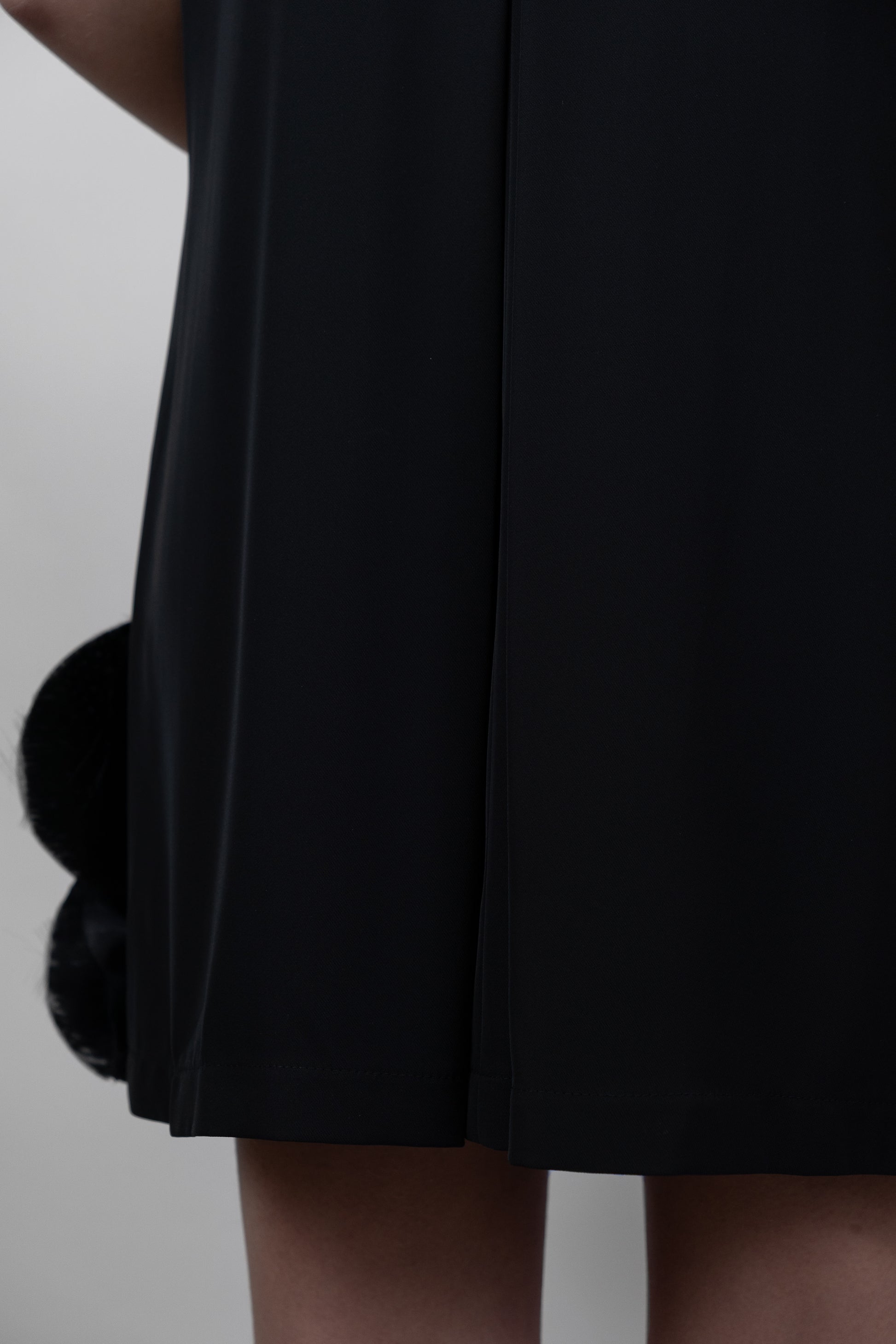 Black Satin-Trim Mini Dress