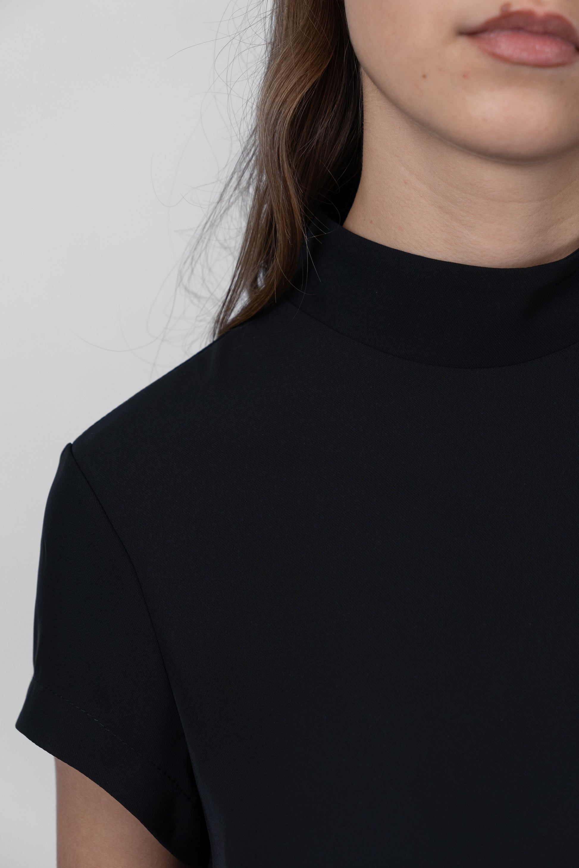 Black Satin-Trim Mini Dress