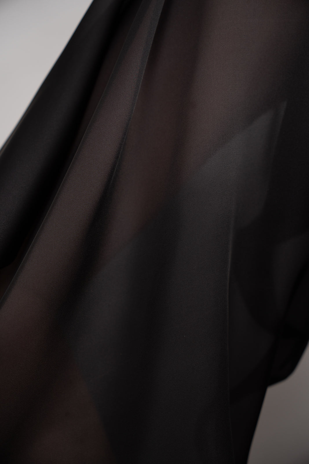 Black Sheer-Sleeve Blazer-Blouse