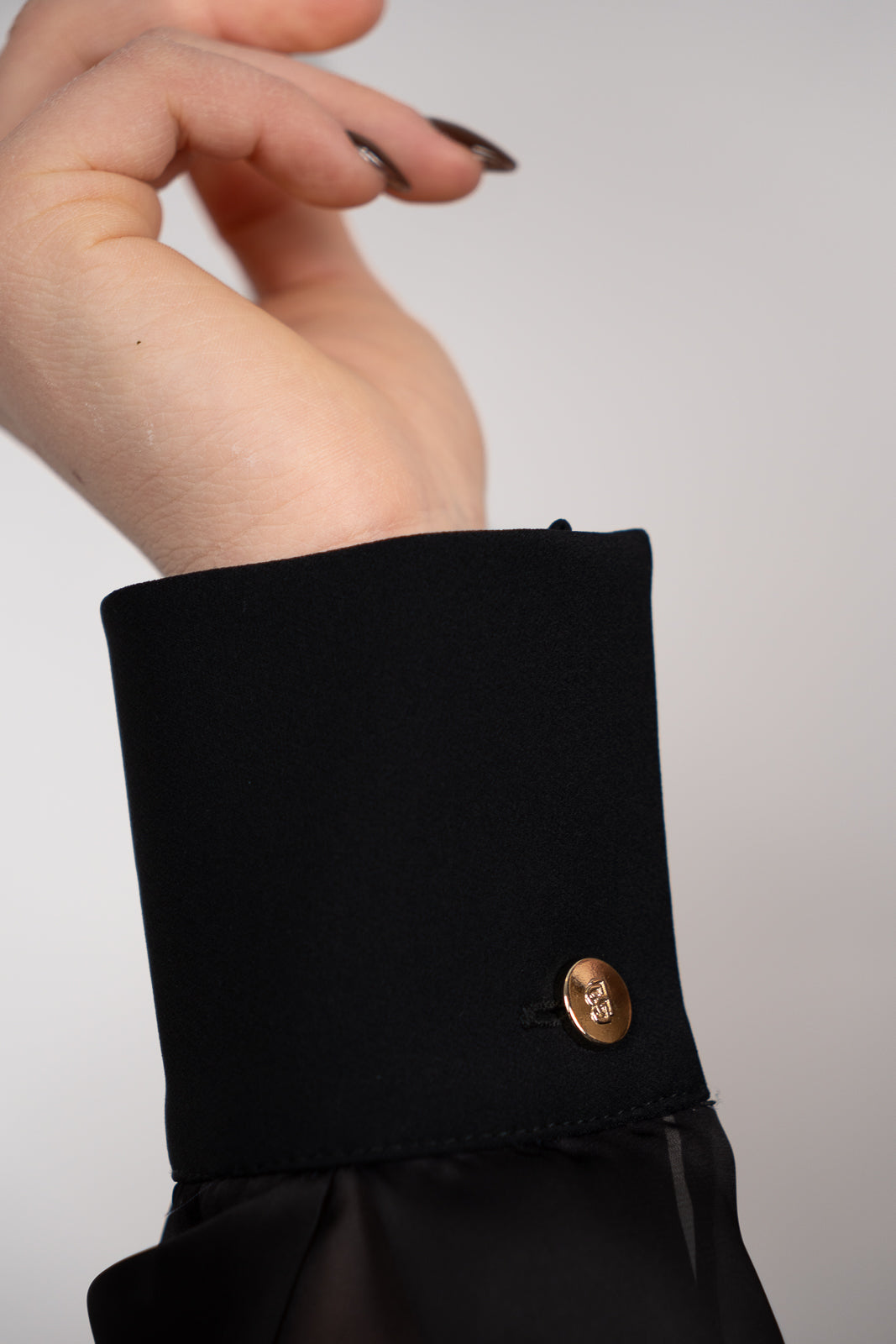 Black Sheer-Sleeve Blazer-Blouse